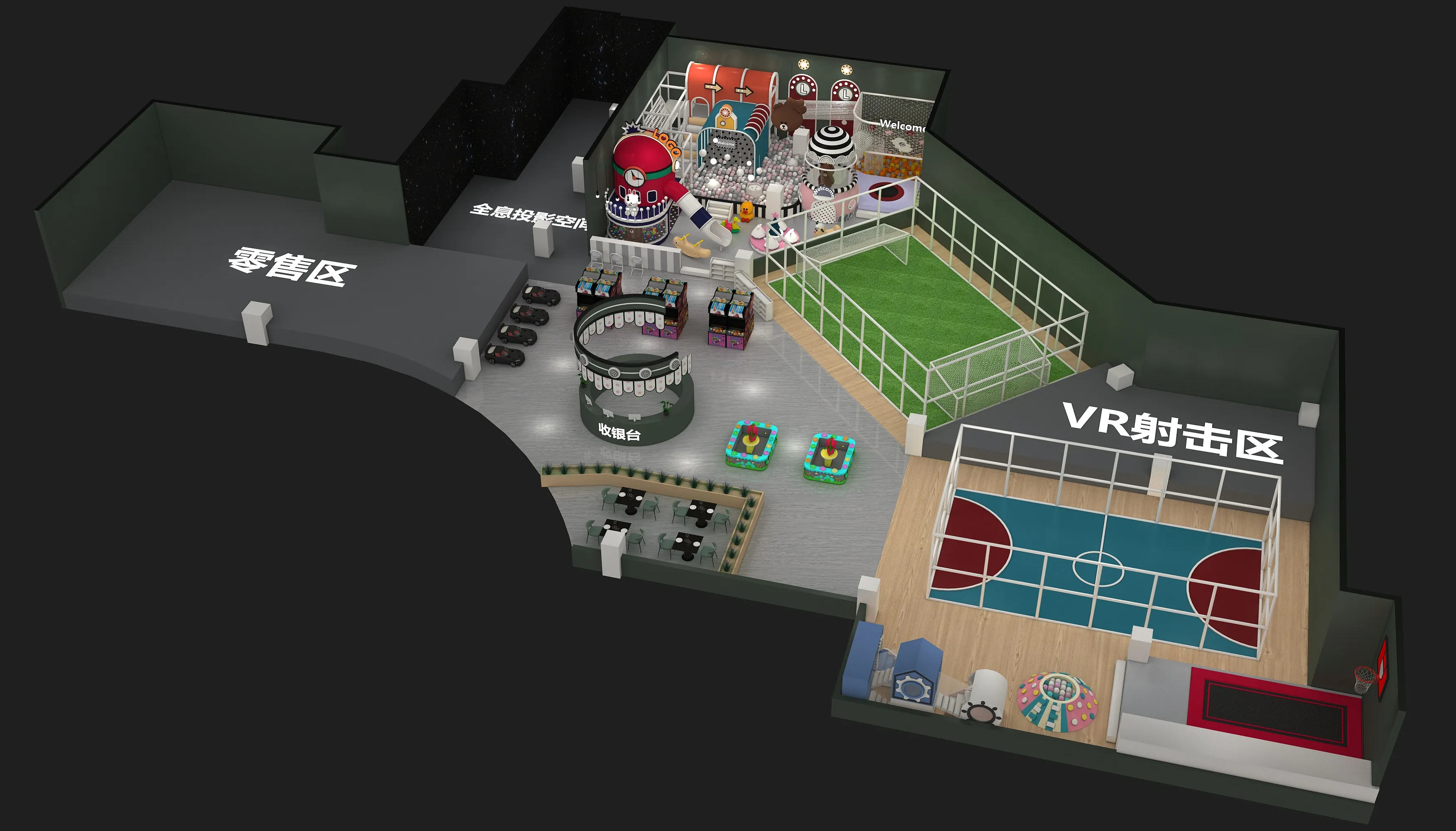 Comprehensive Indoor Family Entertainment Center - Multi-Zone Soft Play and Sports Arena for Dubai Mall Play Zone - Playground equipment by HonPlay