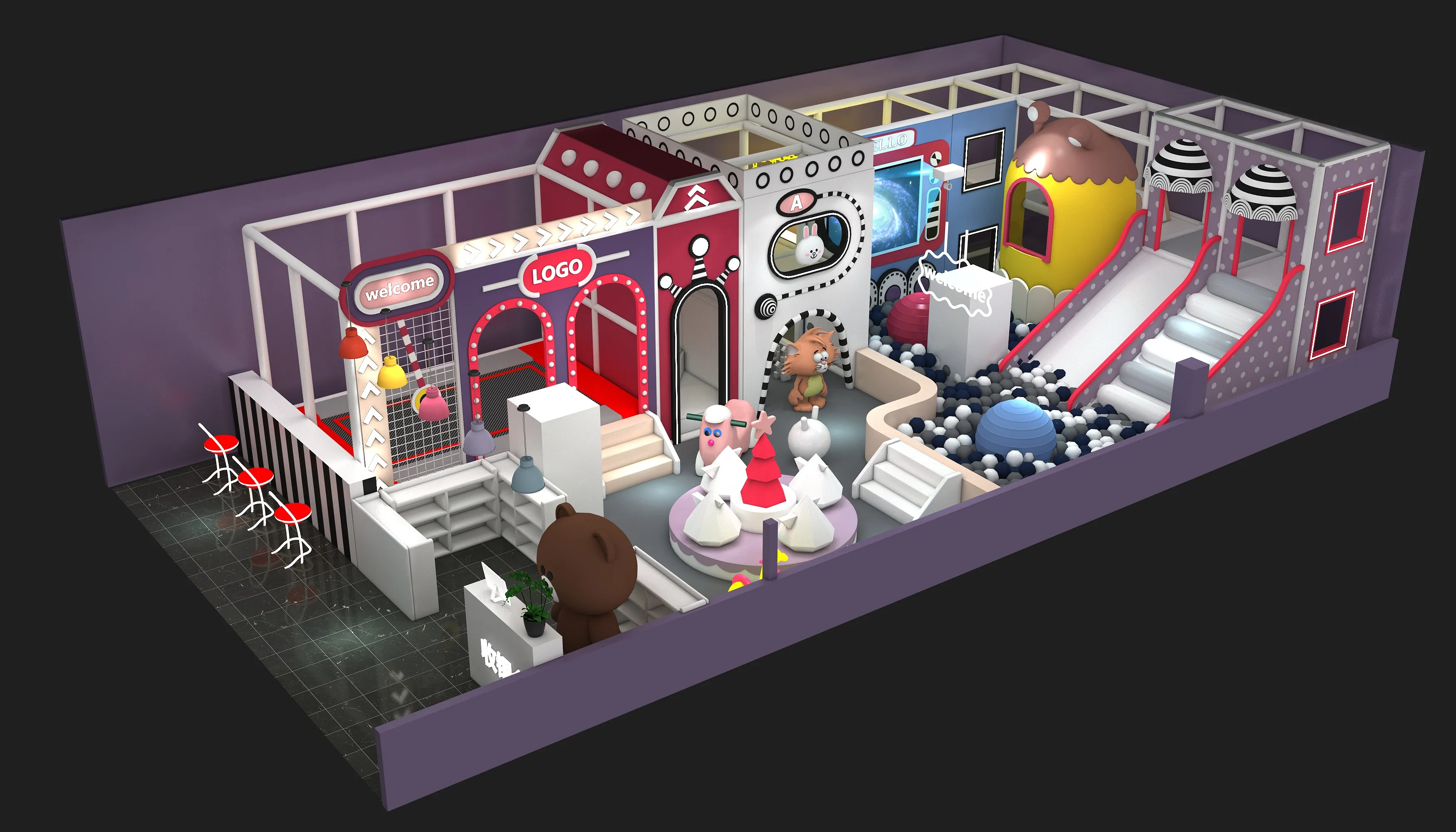 space themed indoor soft play center, Soft Play, Indoor Center, Safe Environment by HonPlay - full product view