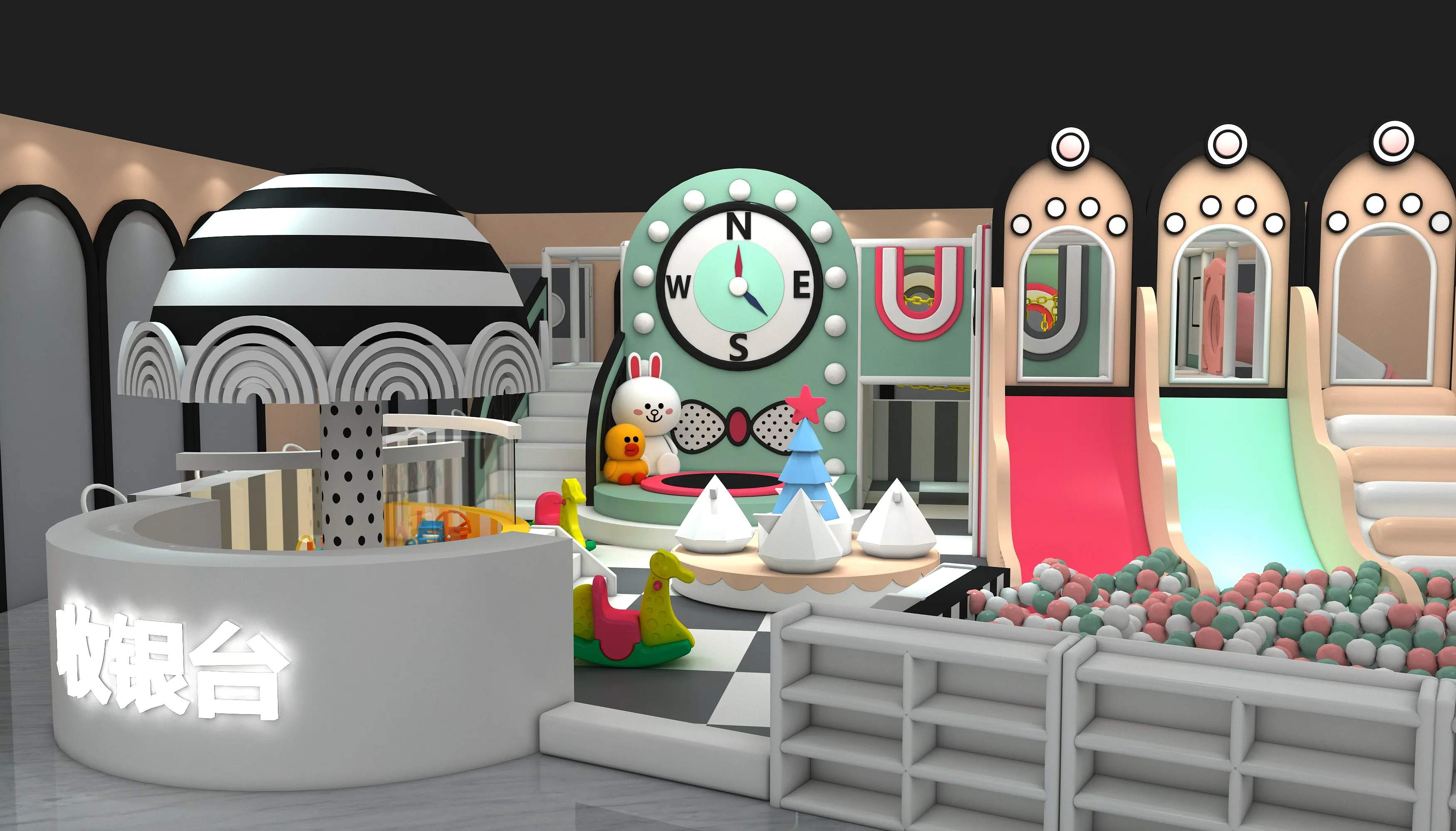 whimsical cartoon theme indoor playground custom, Soft Play, Indoor Center, Safe Environment by HonPlay - full product view