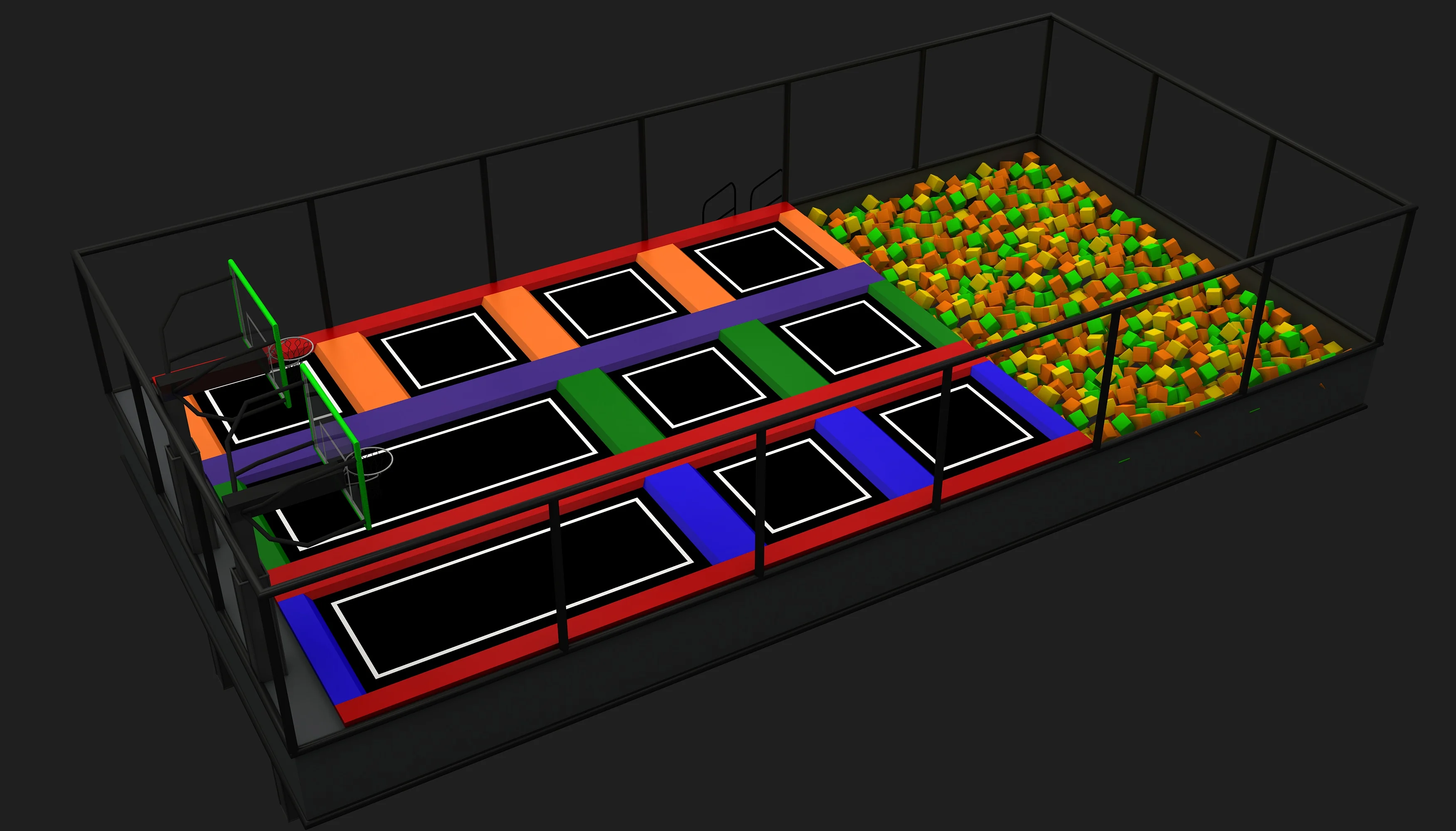 Indoor Trampoline Park with Foam Pit and Basketball Hoops - Commercial Playground Equipment for Dubai Mall Play Zone - Playground equipment by HonPlay