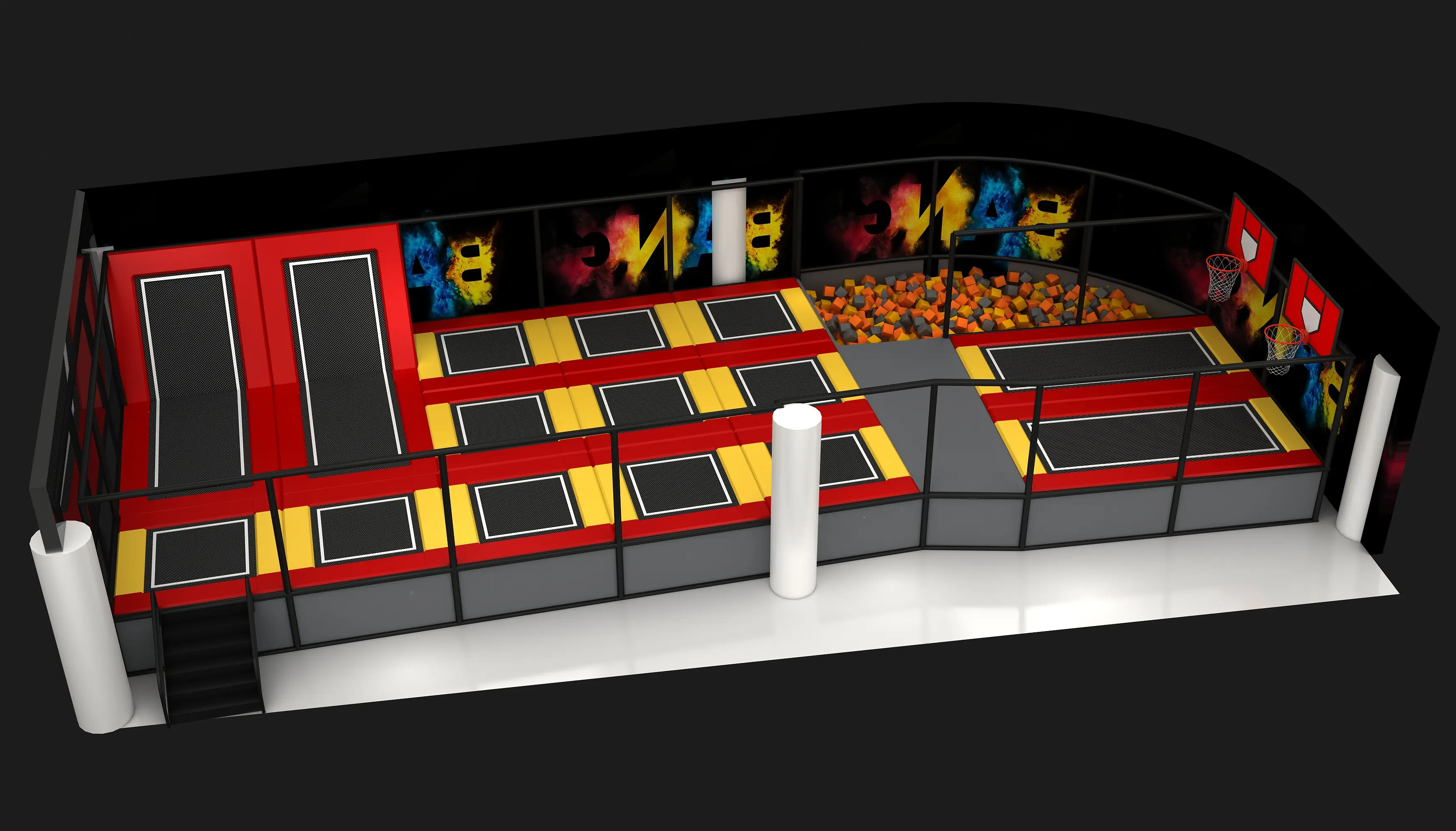 commercial indoor trampoline park professional equipment, Soft Play, Indoor Center, Safe Environment by HonPlay - full product view