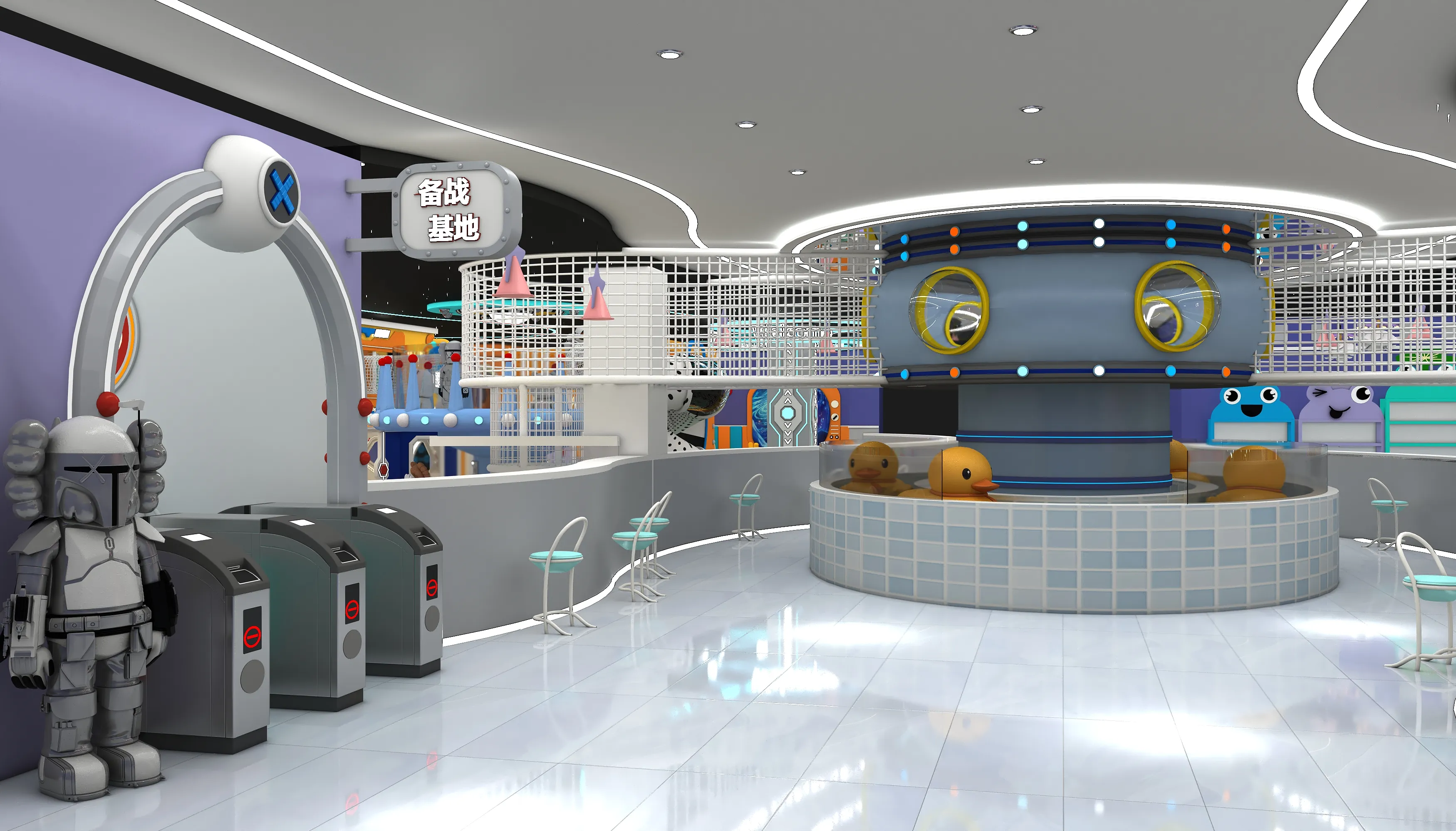 futuristic space station indoor playground custom, Soft Play, Indoor Center, Safe Environment by HonPlay - full product view