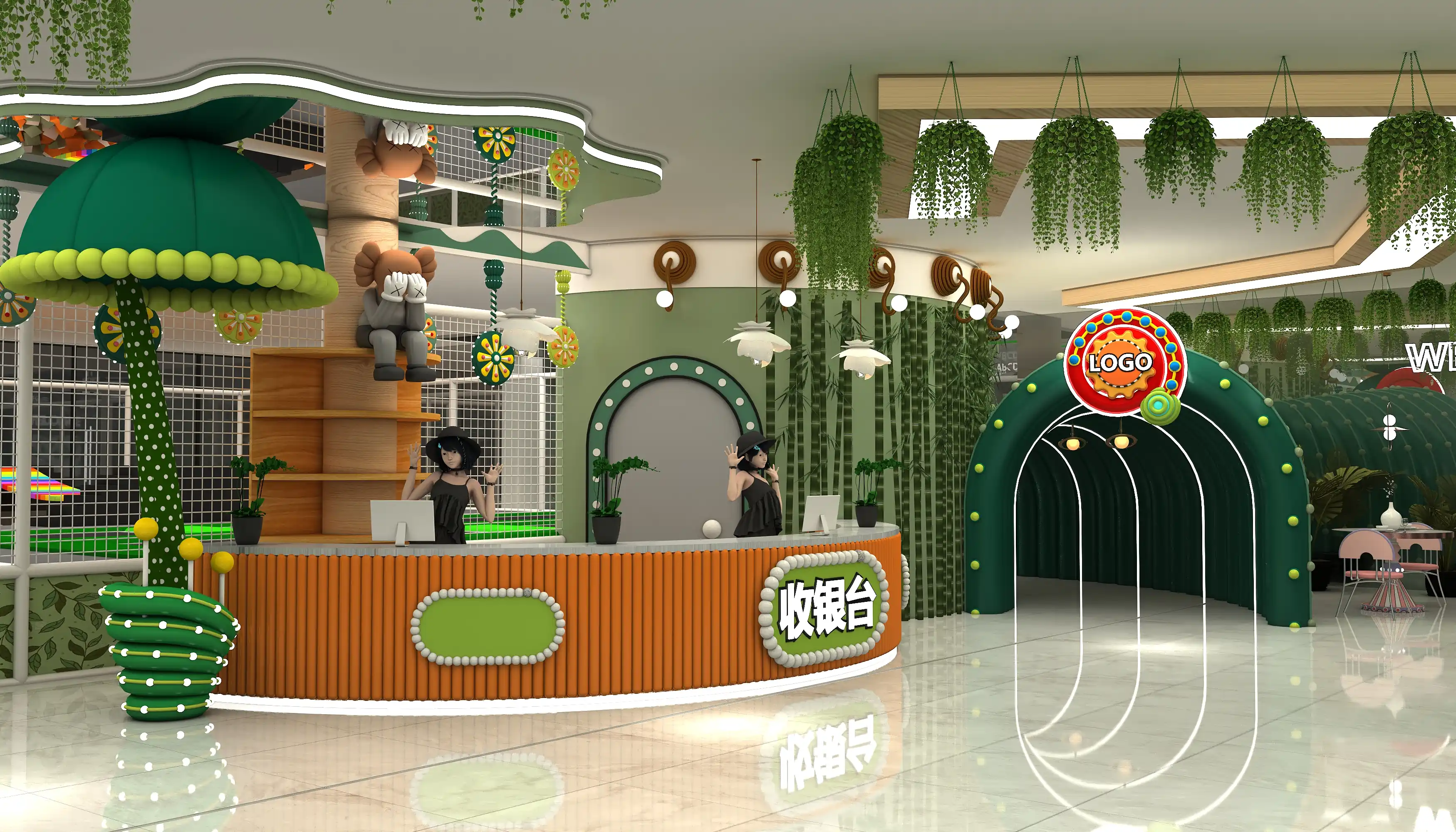 Forest Theme Indoor Playground Reception & Entrance Tunnel - Custom Commercial Play Equipment for Warsaw Shopping Malls - Playground equipment by HonPlay