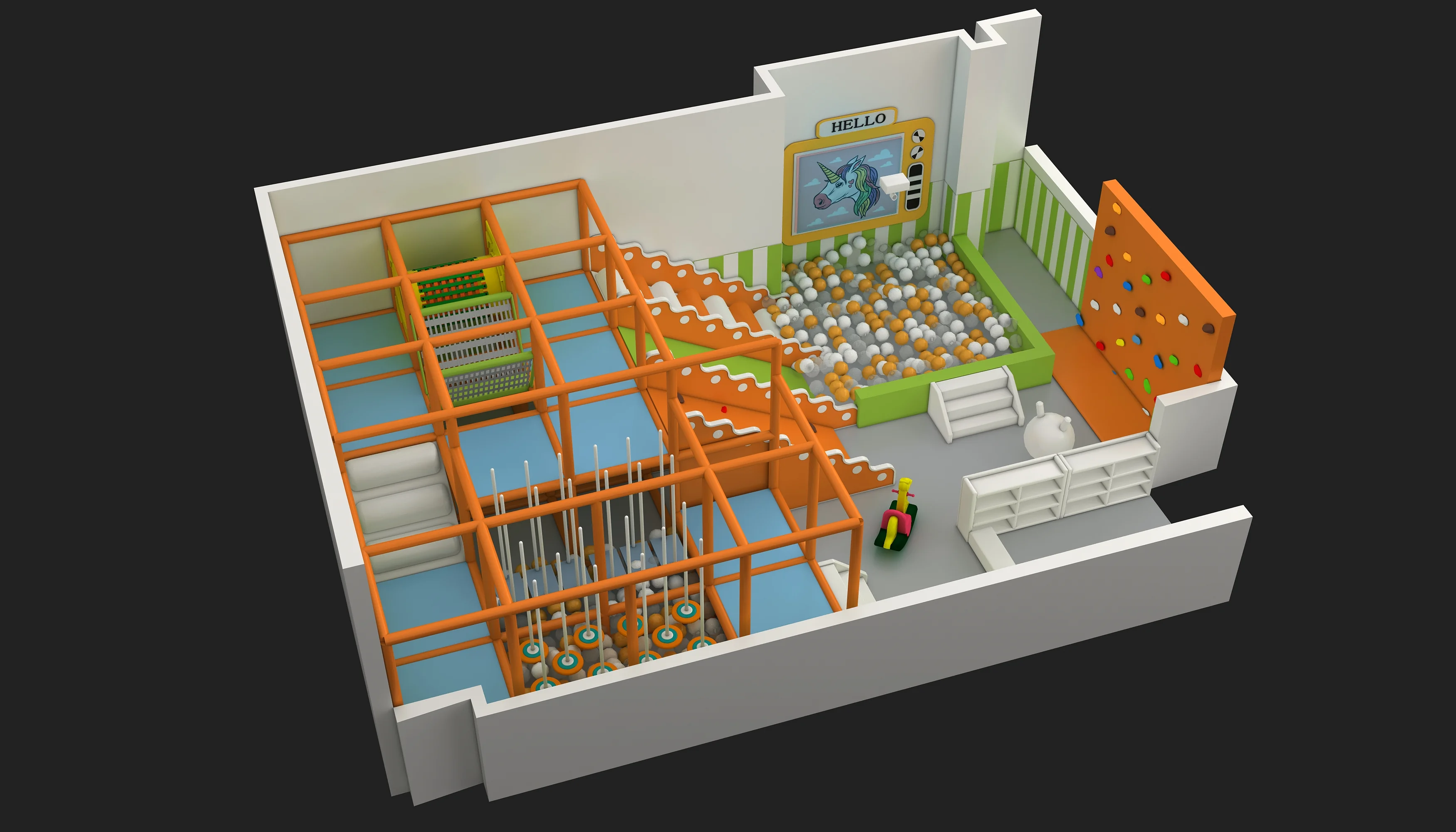 multi level indoor soft play structure, Soft Play, Indoor Center, Safe Environment by HonPlay - full product view