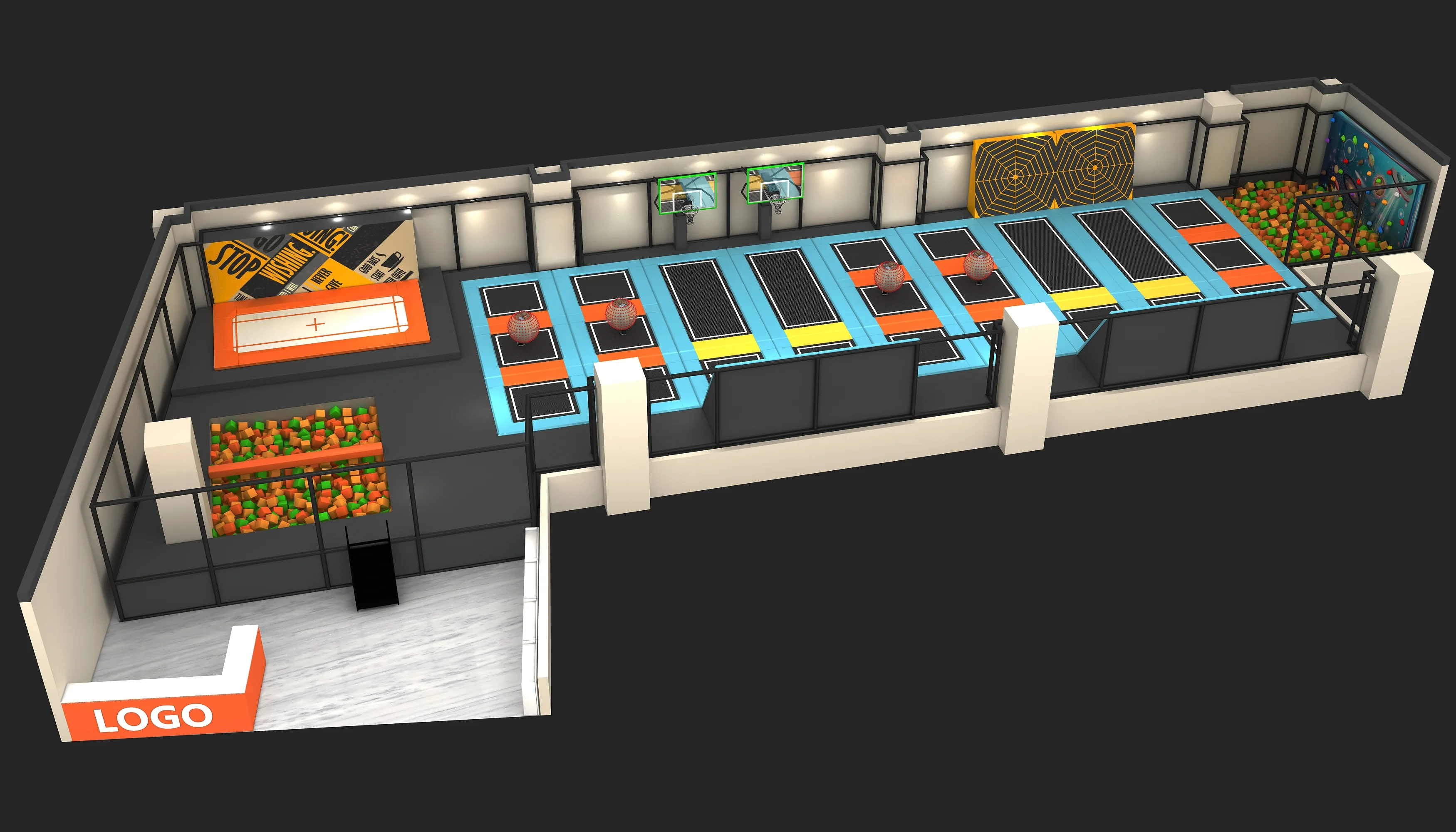 Commercial Indoor Trampoline Park with Foam Pit - Multi-Functional Play Center Equipment for Warsaw Shopping Malls - Playground equipment by HonPlay