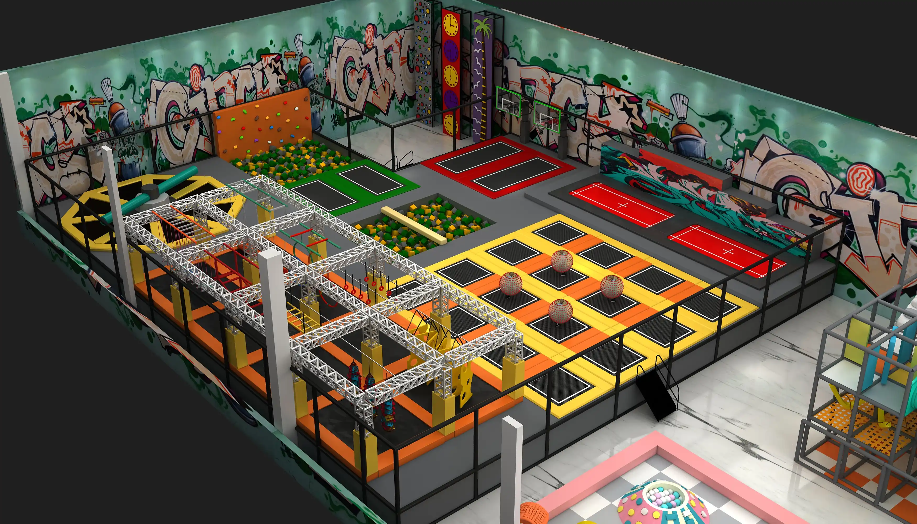 Commercial Indoor Trampoline Park with Ninja Warrior Course - High-Performance Adventure Play Equipment for Warsaw Entertainment Centers - Playground equipment by HonPlay