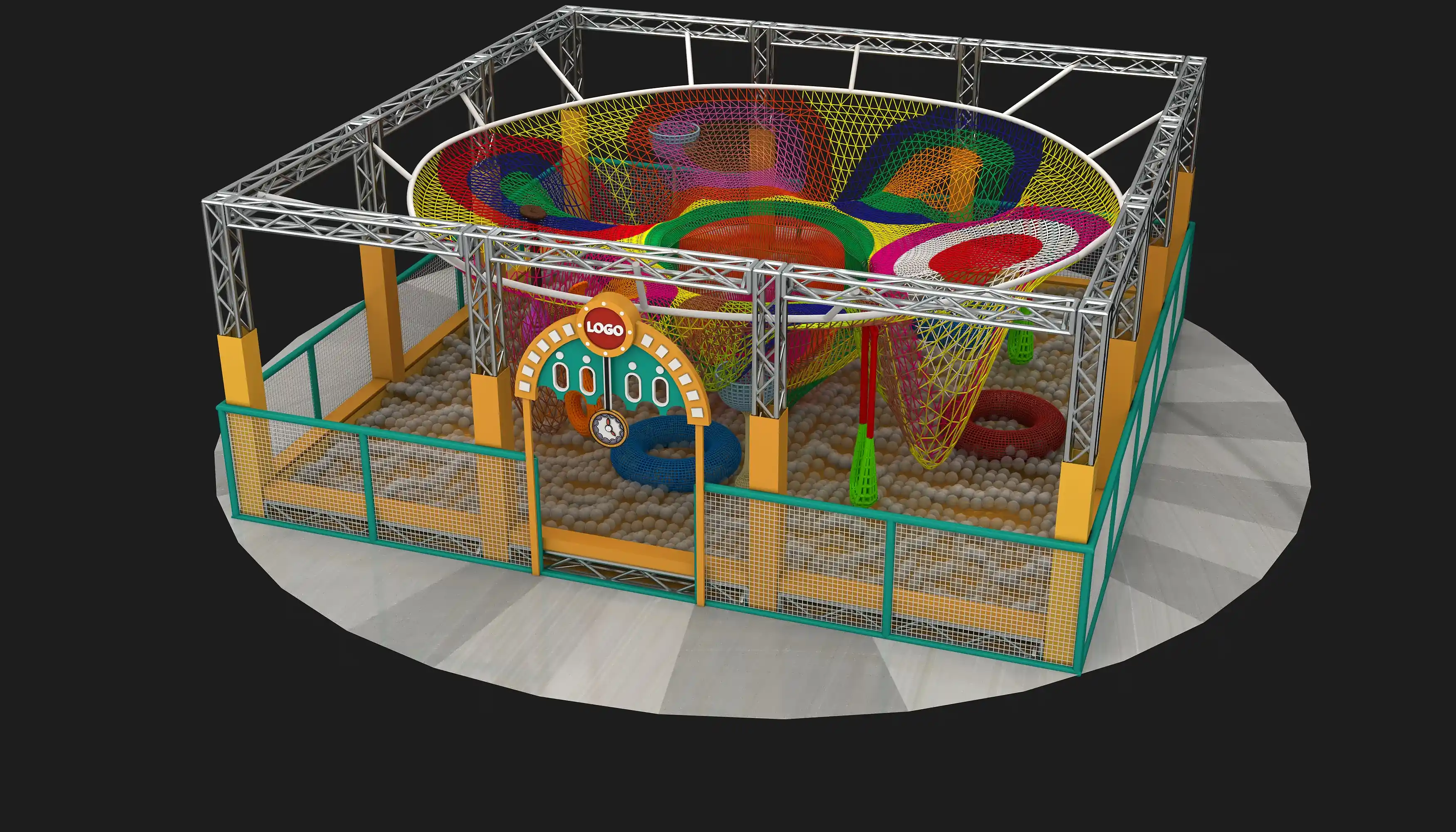 rainbow crochet net adventure playground commercial, Soft Play, Indoor Center, Safe Environment by HonPlay - full product view