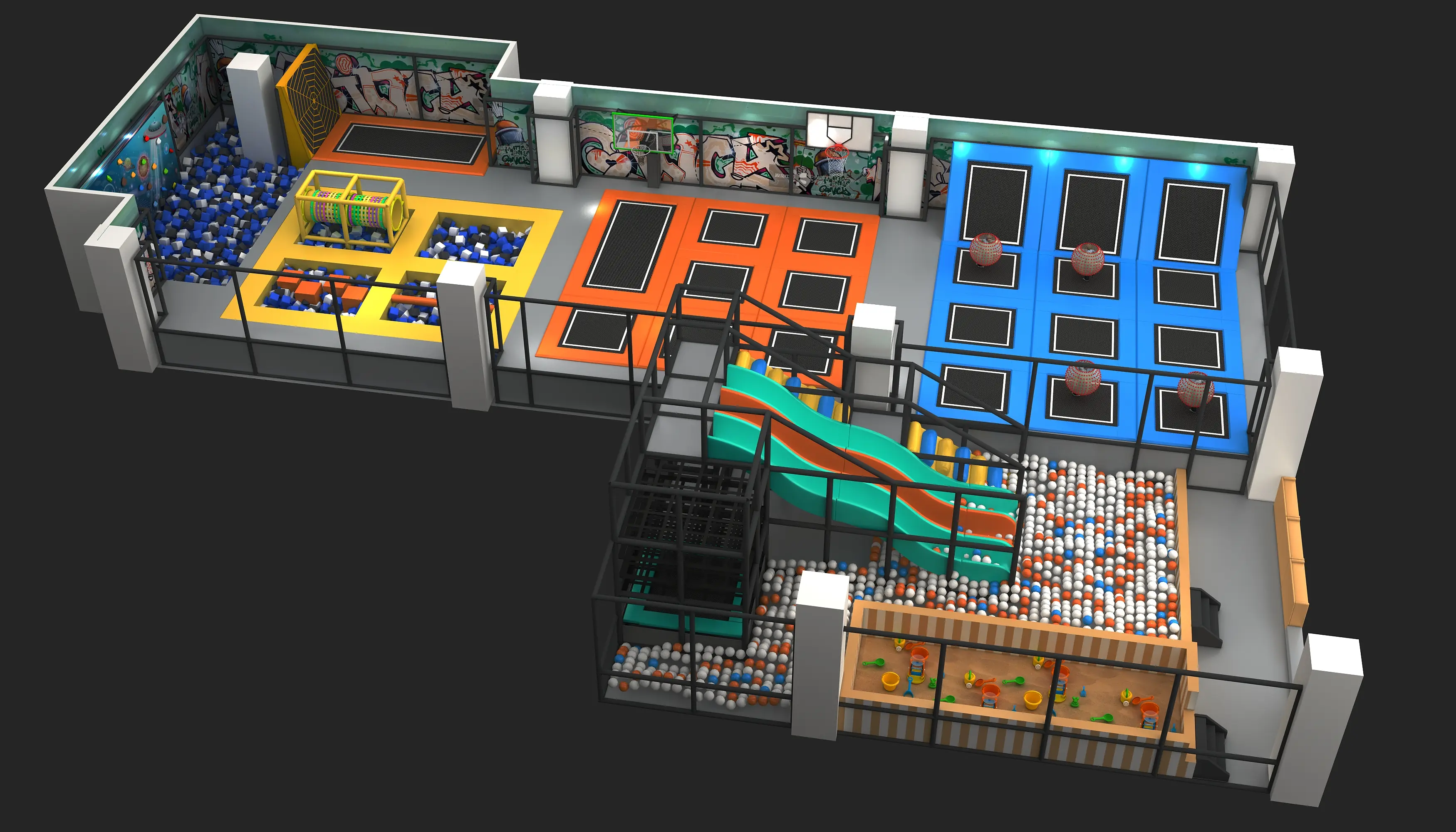 Integrated Indoor Trampoline Park & Soft Play Center - Commercial FEC Equipment for London Play Zones - Playground equipment by HonPlay