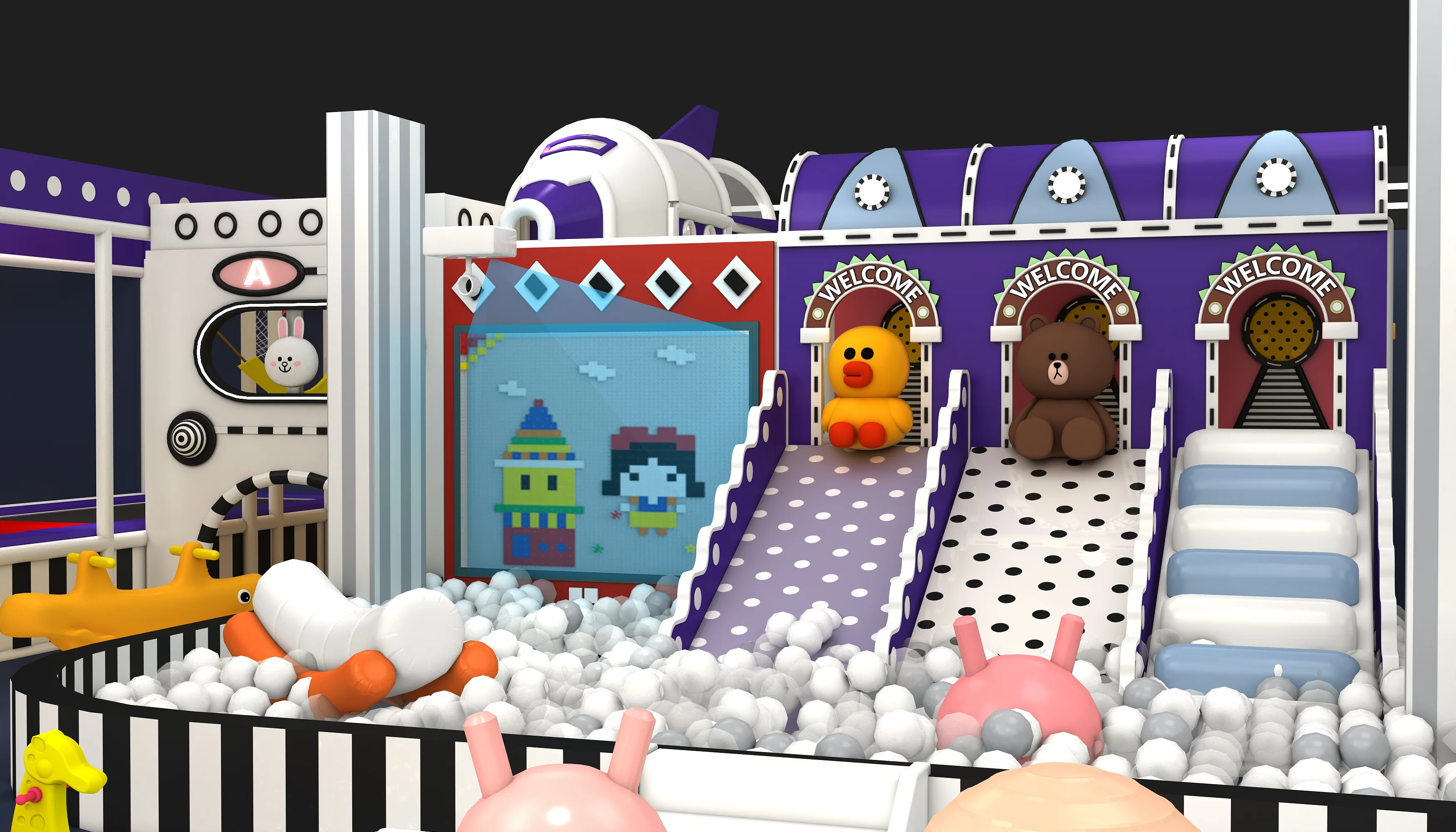 Line Friends Themed Indoor Soft Play Center - Interactive Ball Pit and Slide Set for Dubai Mall Play Zones - Playground equipment by HonPlay