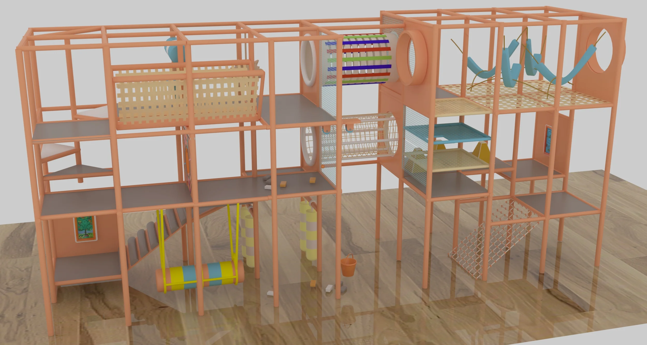 Modular Indoor Adventure Playground - Multi-Level Soft Play Structure for Warsaw Family Entertainment Center - Playground equipment by HonPlay