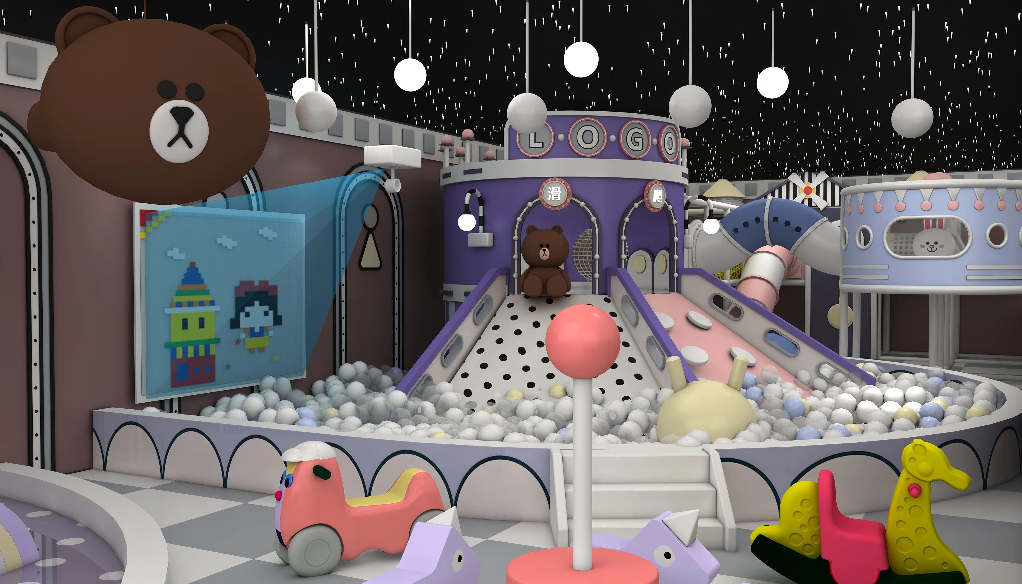 Character-Themed Indoor Ball Pit and Slide System - Custom Soft Play Equipment for Dubai Mall Play Zone - Playground equipment by HonPlay