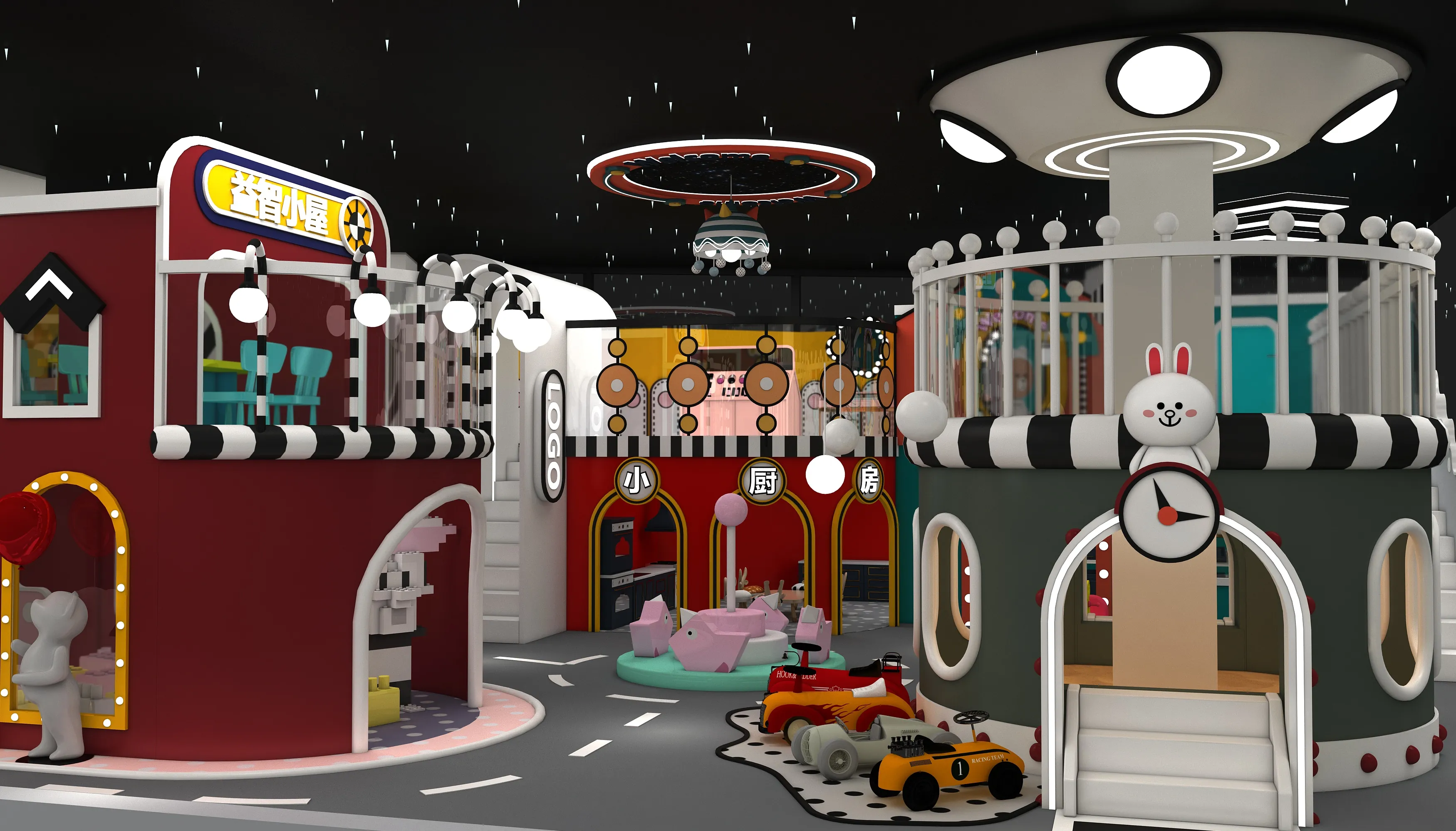 indoor role play mini city playground, Soft Play, Indoor Center, Safe Environment by HonPlay - full product view