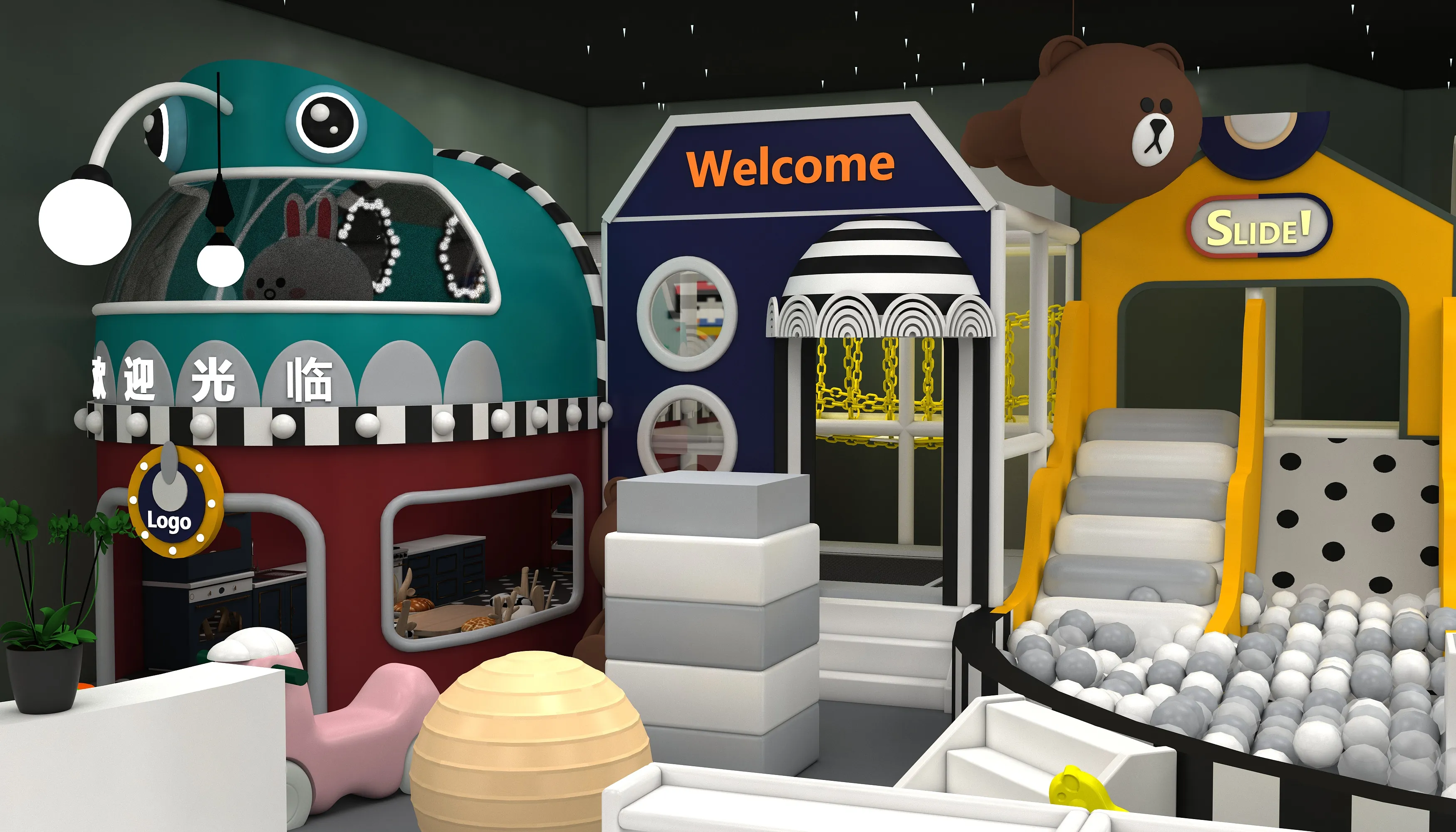 cartoon theme indoor soft play center, Soft Play, Indoor Center, Safe Environment by HonPlay - full product view