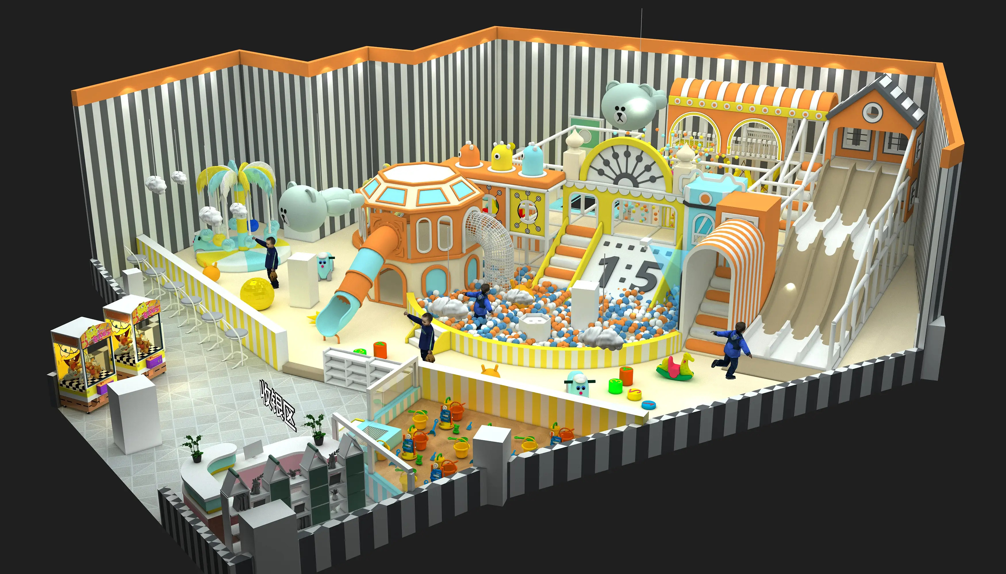 bear themed indoor soft play center, Soft Play, Indoor Center, Safe Environment by HonPlay - full product view