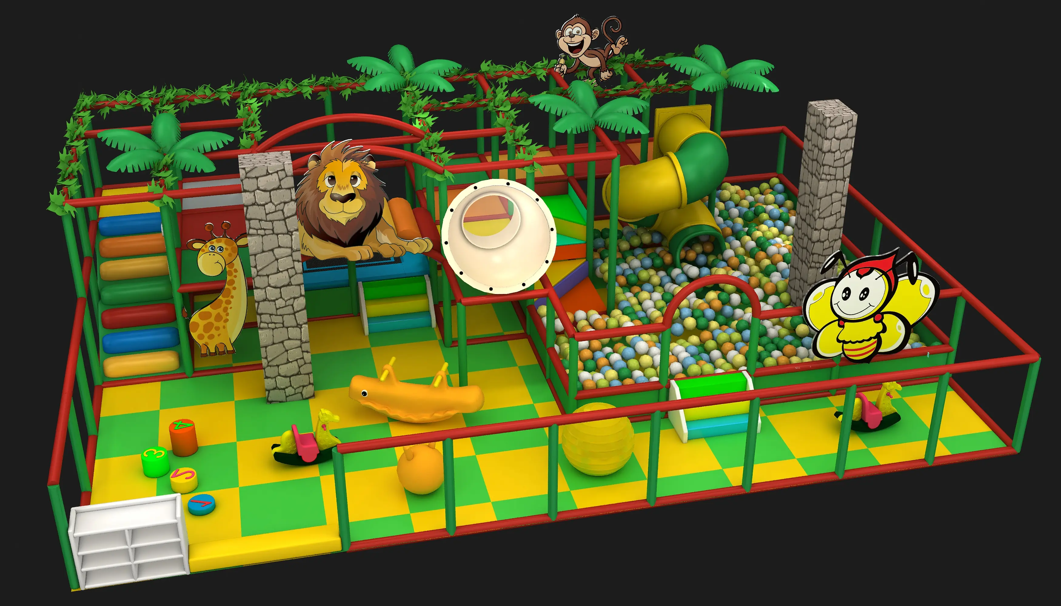Jungle Safari Indoor Soft Play Center - Commercial Playground Equipment for Warsaw Family Entertainment Centers - Playground equipment by HonPlay