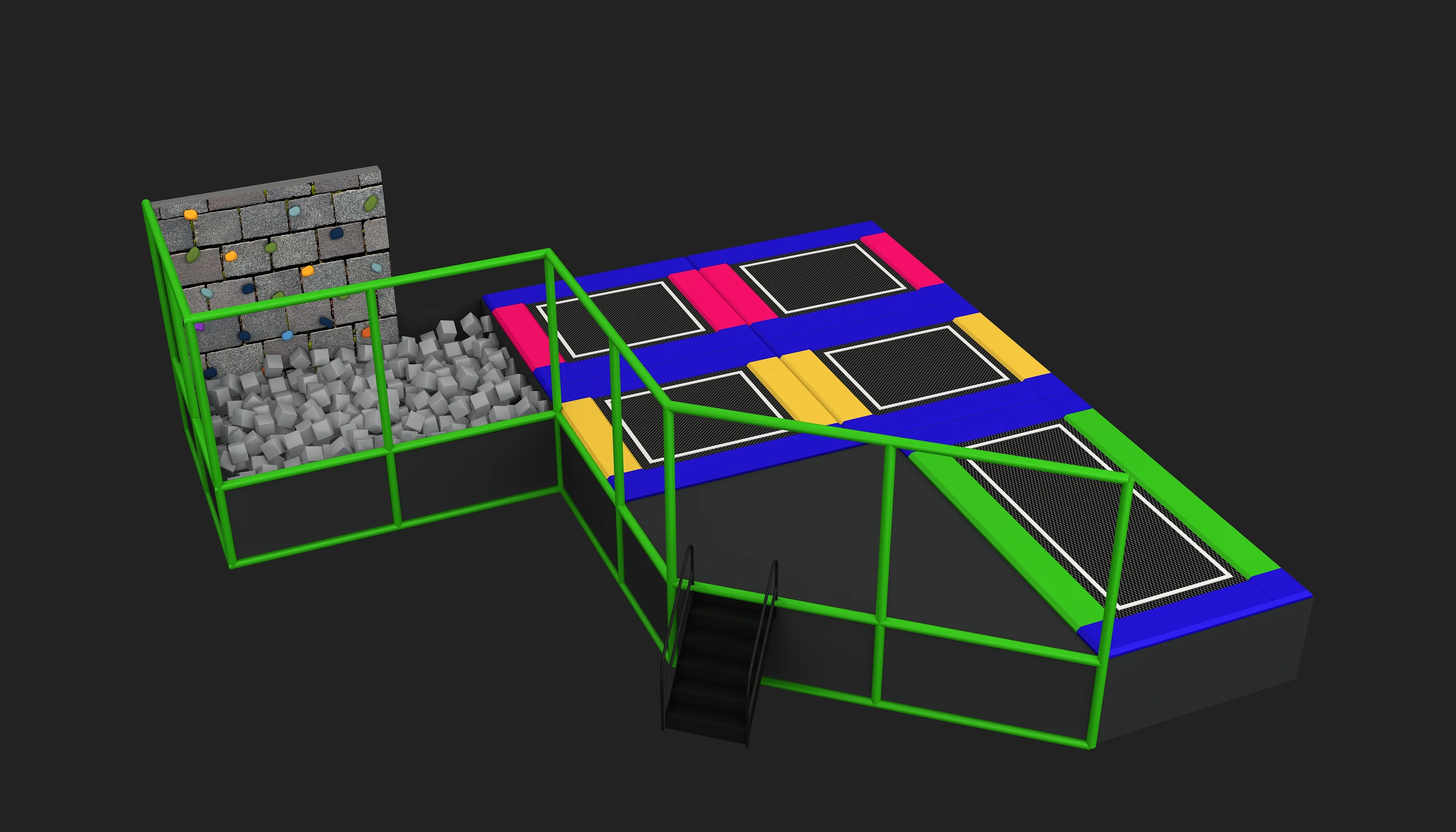 indoor trampoline park foam pit climbing, Soft Play, Indoor Center, Safe Environment by HonPlay - full product view