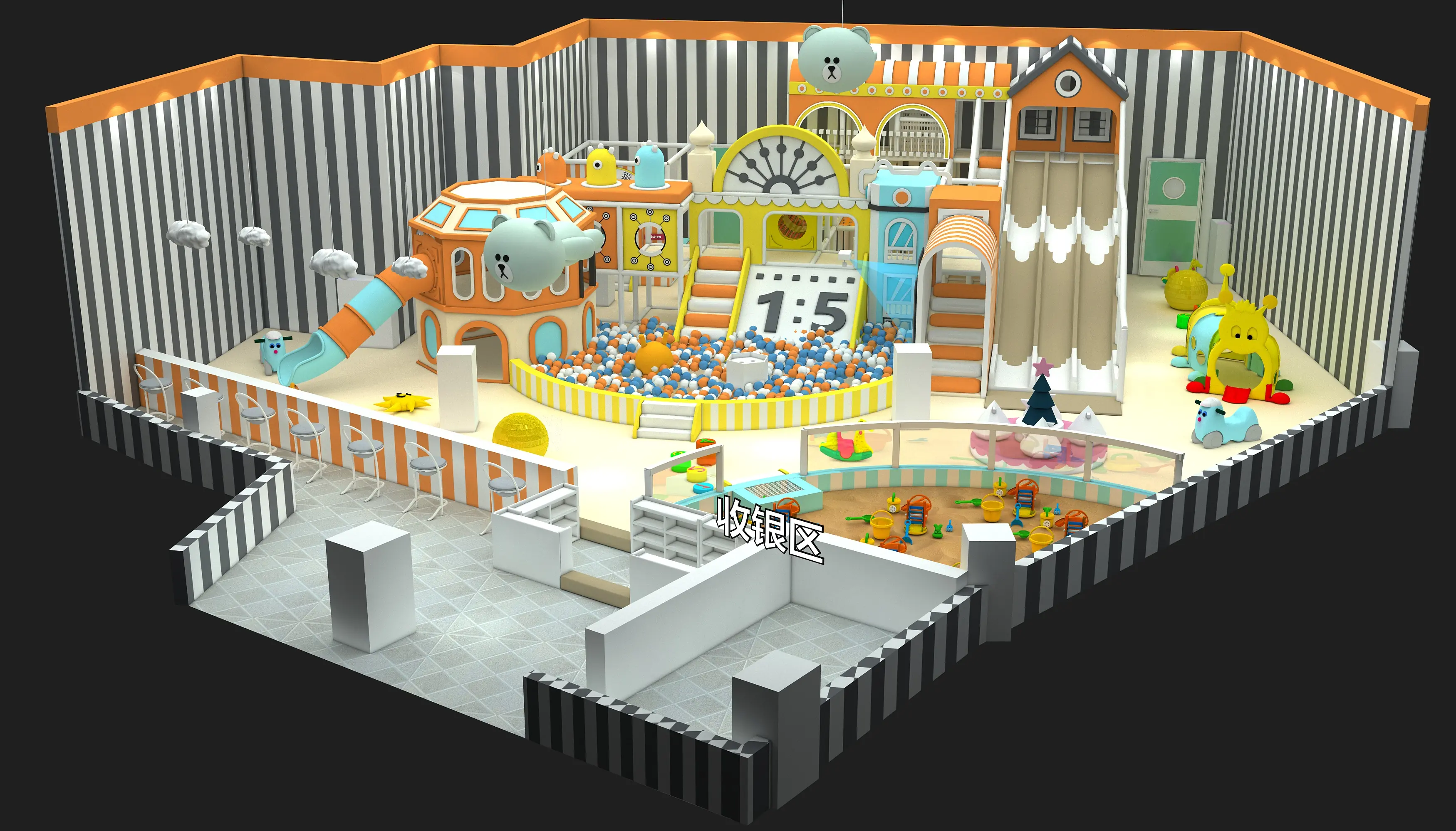 bear themed indoor soft play center, Soft Play, Indoor Center, Safe Environment by HonPlay - full product view