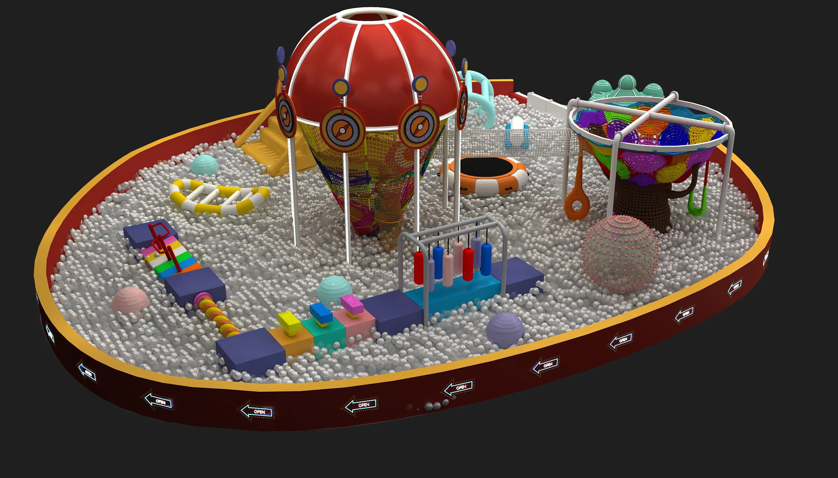 hot air balloon theme ball pit, Soft Play, Indoor Center, Safe Environment by HonPlay - full product view