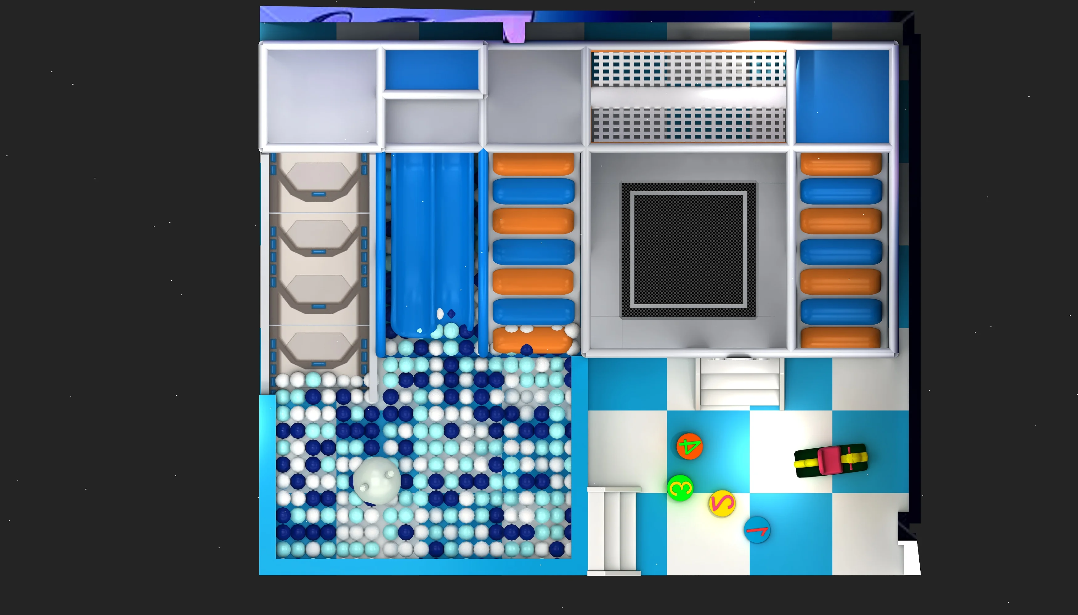 modern blue white soft play zone, Soft Play, Indoor Center, Safe Environment by HonPlay - full product view