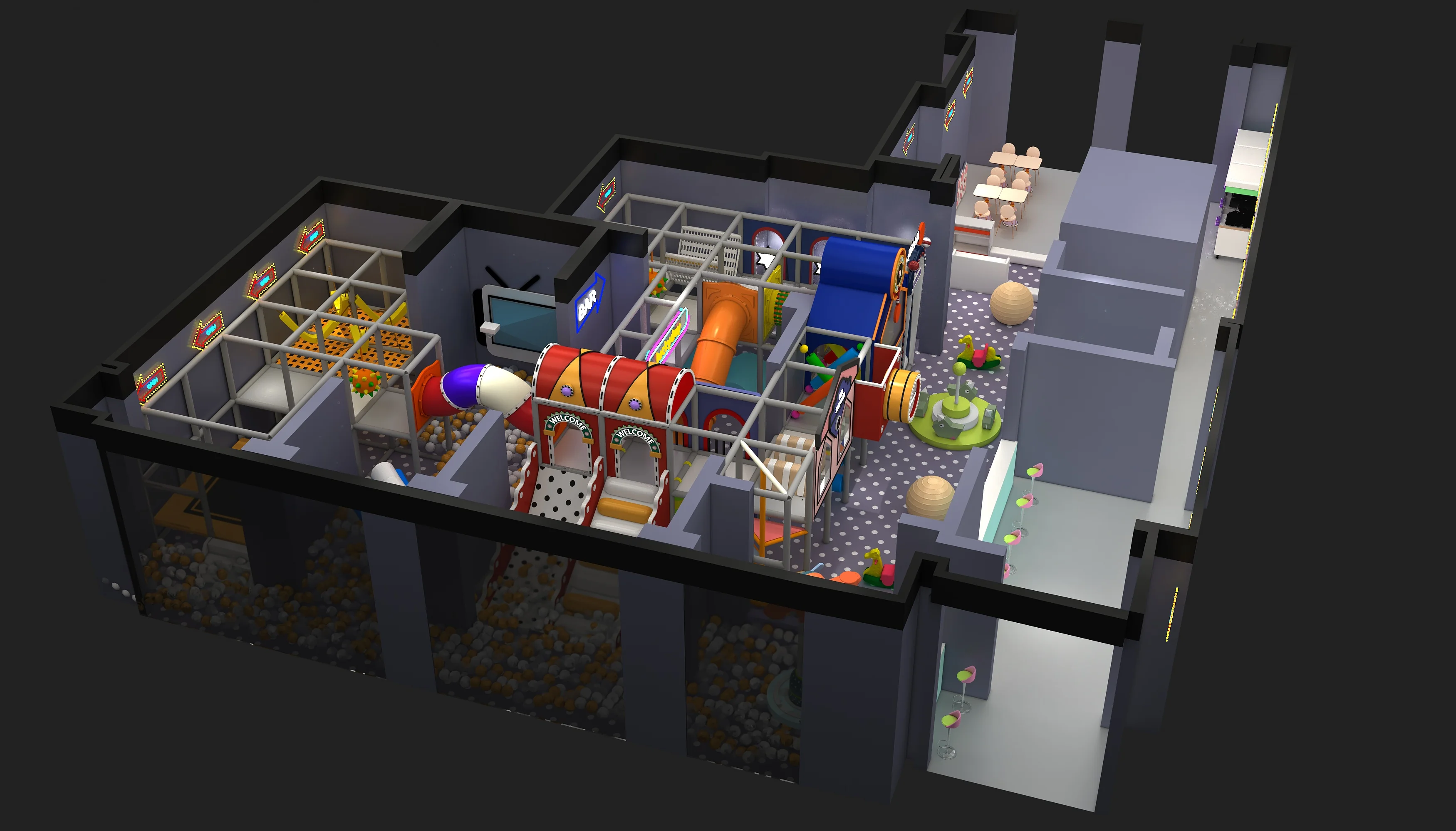 Circus Carnival Indoor Soft Play Center - Multi-Level Commercial Playground for Dubai Mall FEC - Playground equipment by HonPlay