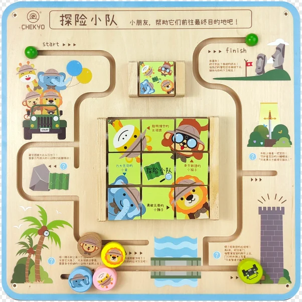 adventure team wooden wall activity board by HonPlay - full product view