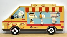 Wooden Food Truck Busy Board - Interactive Wall Play Equipment for Berlin Kindergarten - Playground equipment by HonPlay
