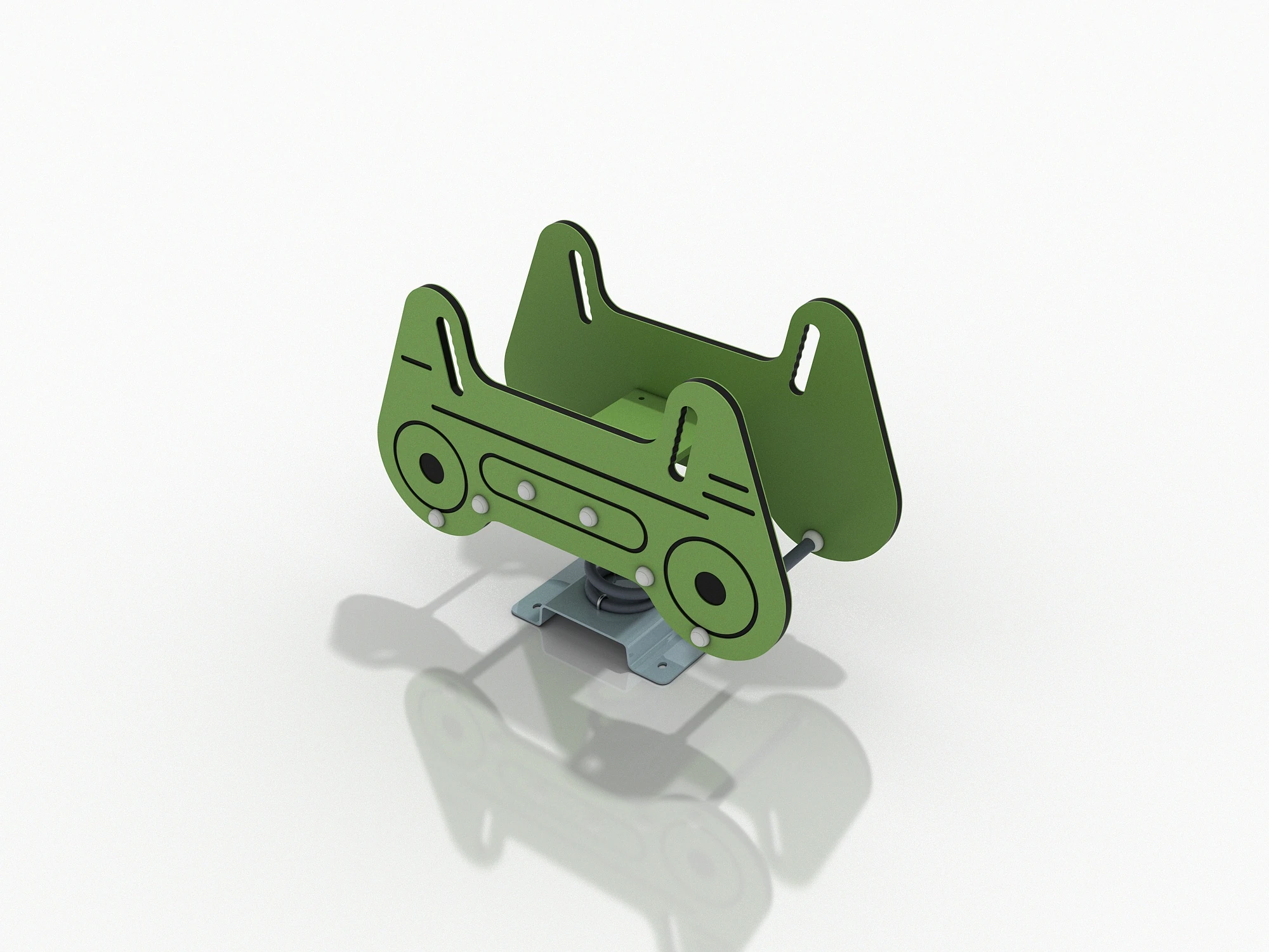 green car spring rider outdoor playground rocker by HonPlay - safety certification and compliance