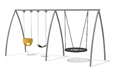 Triple Bay Mixed Swing Set - Commercial Outdoor Playground Equipment for Warsaw Public Parks - Playground equipment by HonPlay