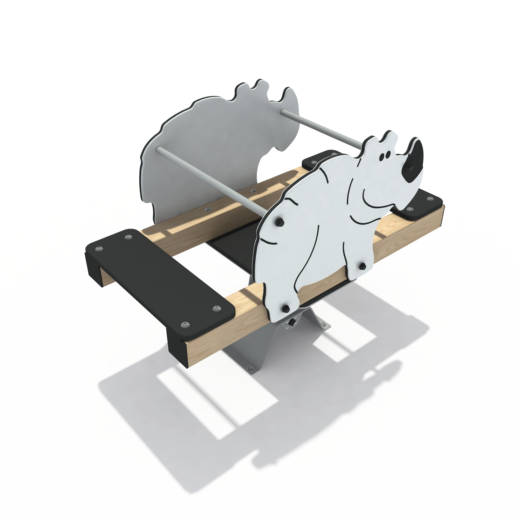 rhino spring seesaw durable outdoor playground equipment war by HonPlay - material and finish details