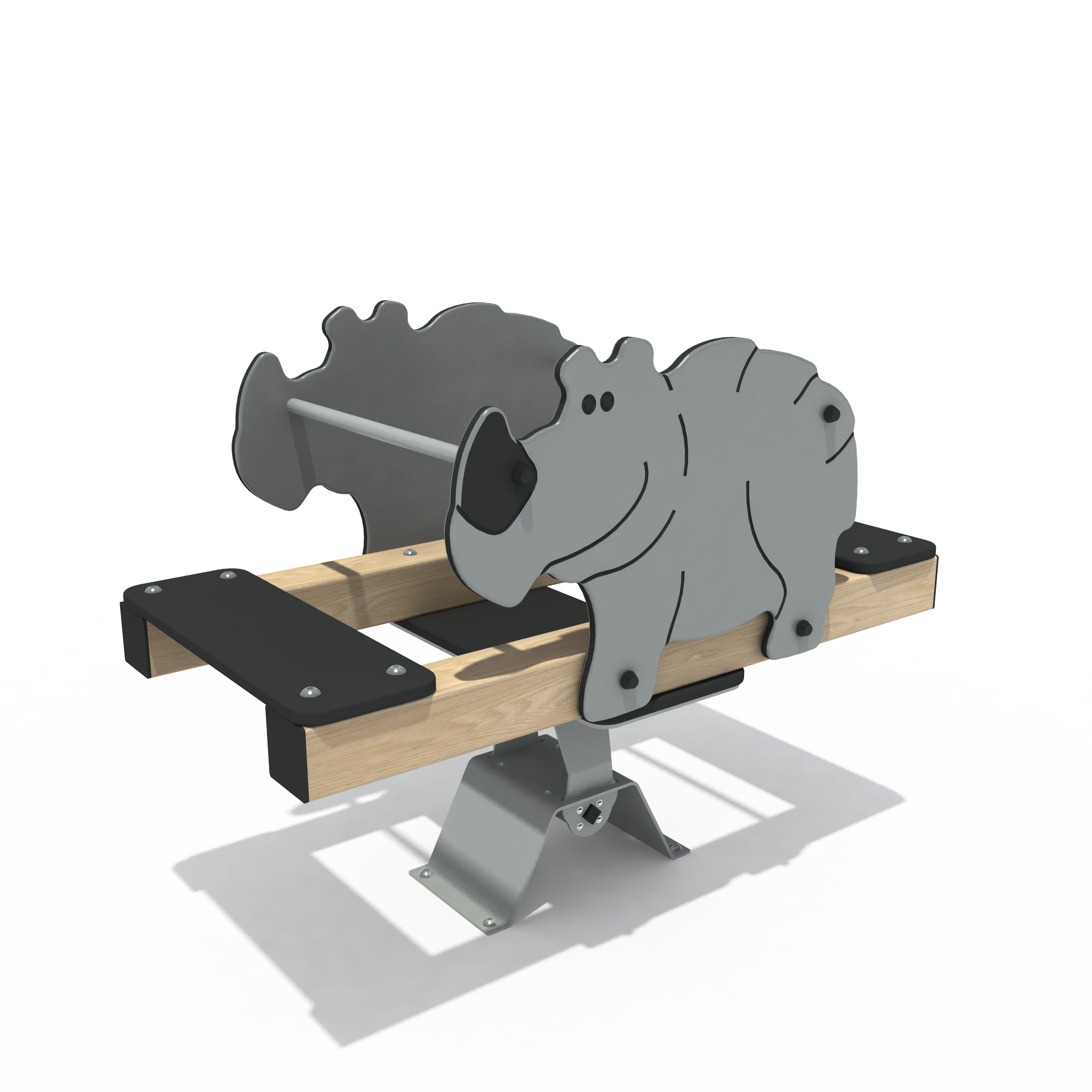 rhino themed spring seesaw durable outdoor playground equipm by HonPlay - full product view