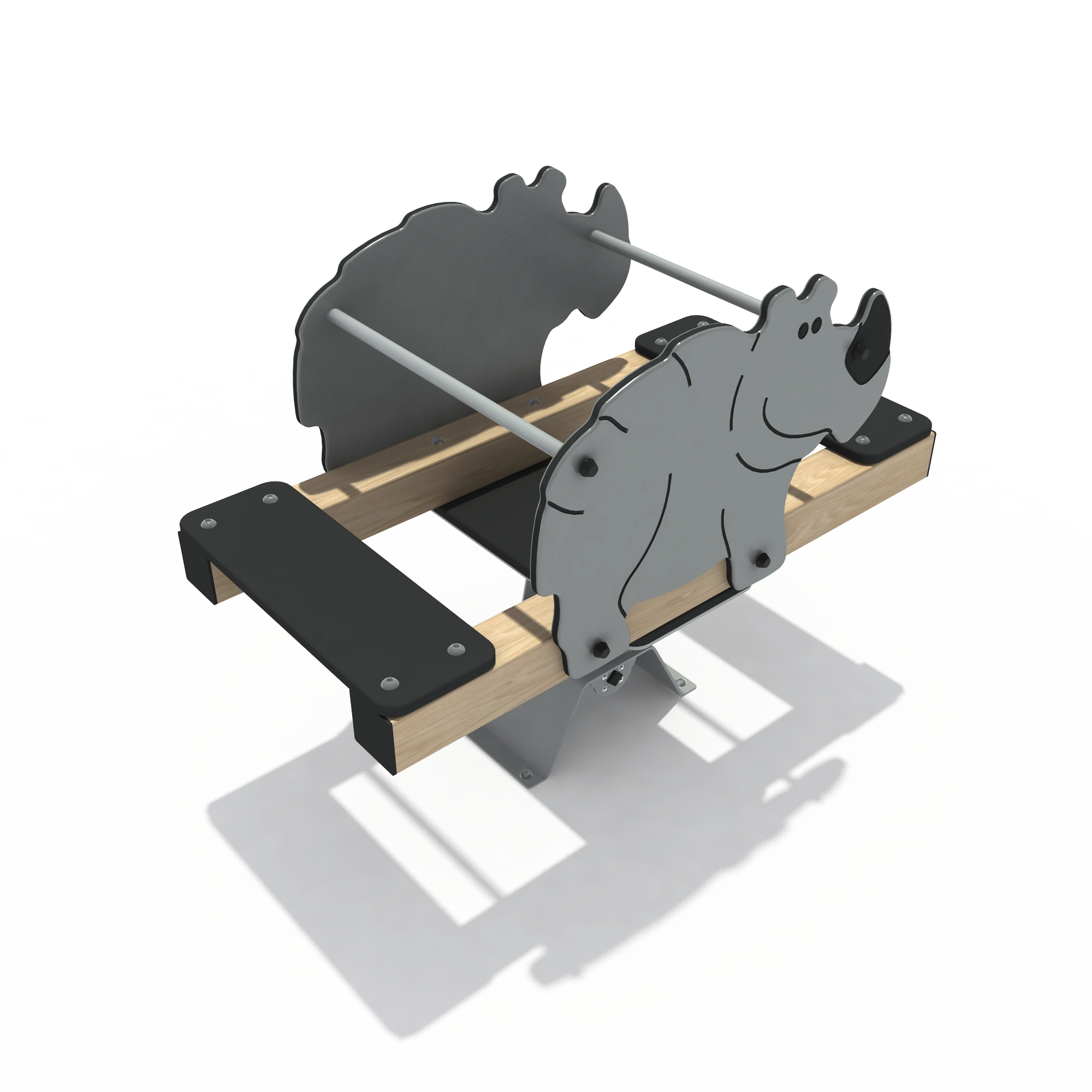 rhino themed spring seesaw durable outdoor playground equipm by HonPlay - material and finish details