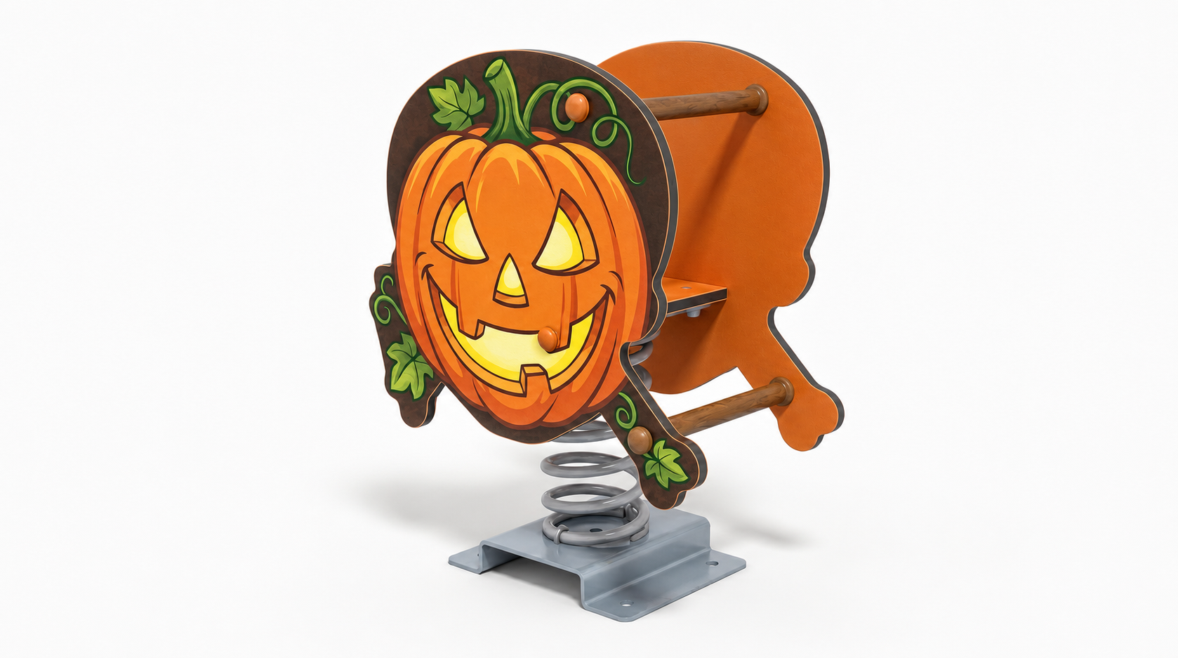 pumpkin spring rider themed outdoor playground rocker by HonPlay - full product view