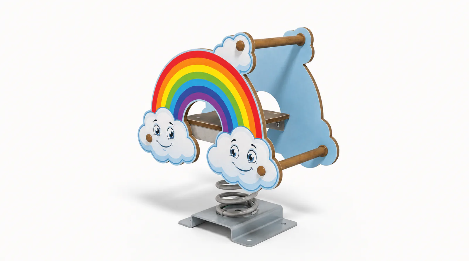rainbow cloud spring rider freestanding outdoor playground e by HonPlay - full product view