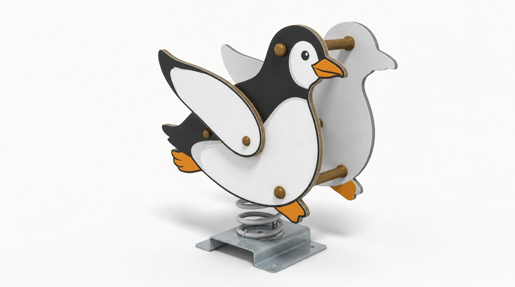 penguin spring rider commercial outdoor playground rocker by HonPlay - full product view