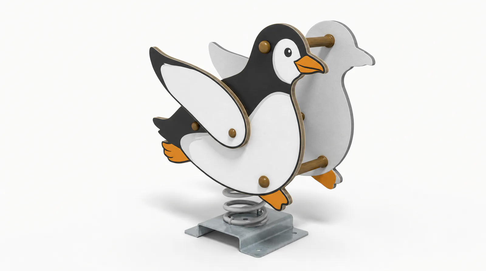 penguin spring rider commercial outdoor playground rocker by HonPlay - full product view