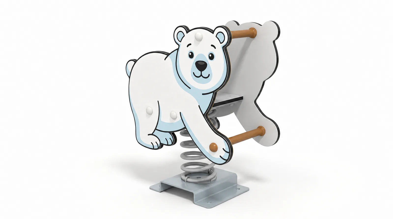polar bear spring rider durable outdoor playground by HonPlay - full product view