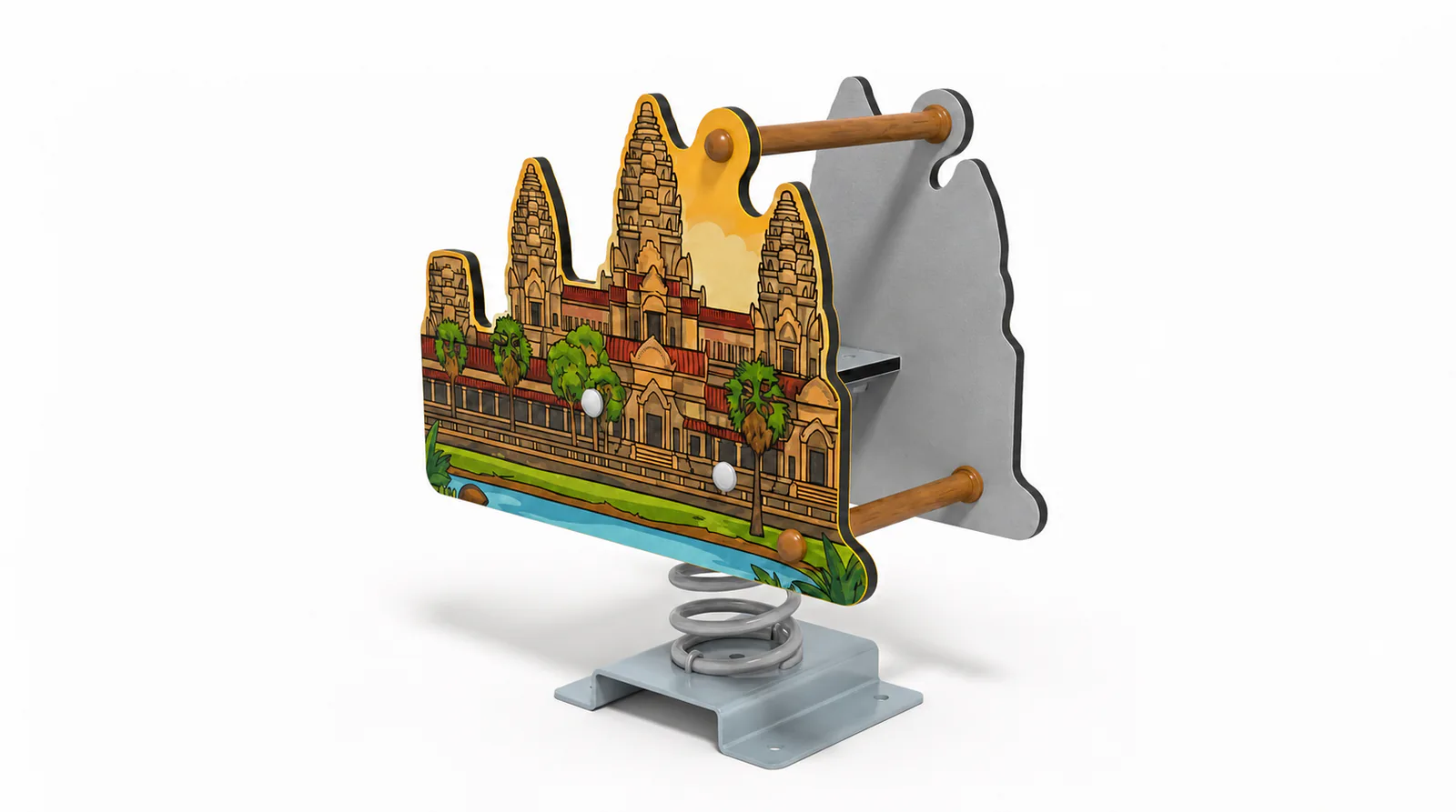 angkor wat spring rider cultural theme playground equipment by HonPlay - full product view