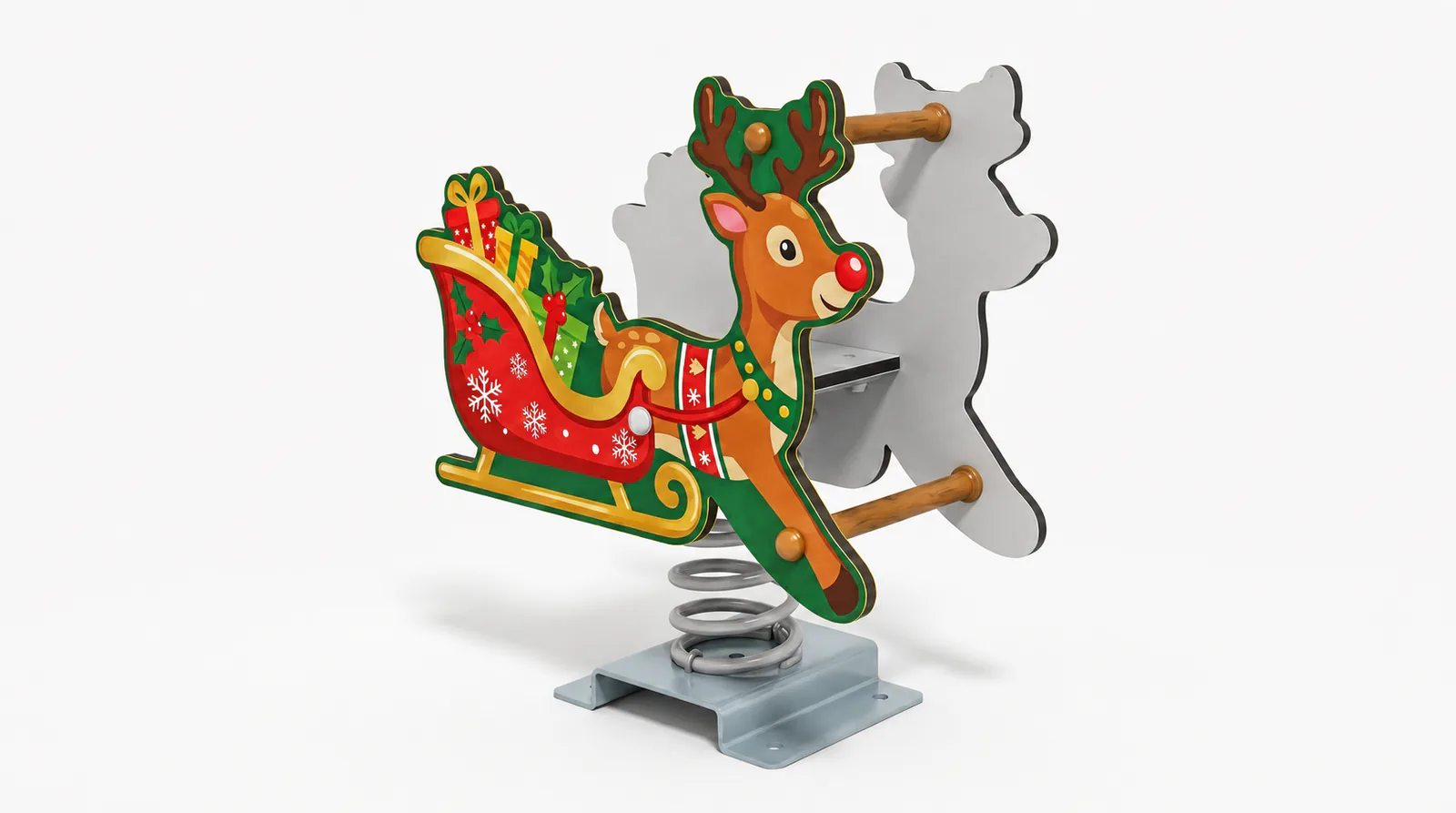 reindeer sleigh spring rider festive themed by HonPlay - full product view
