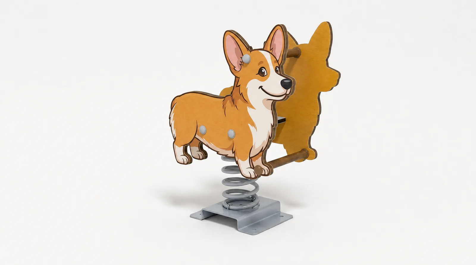 corgi spring rider animal themed playground equipment by HonPlay - full product view