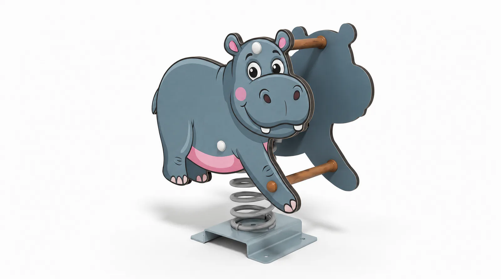 hippo spring rider durable outdoor playground rocker by HonPlay - full product view