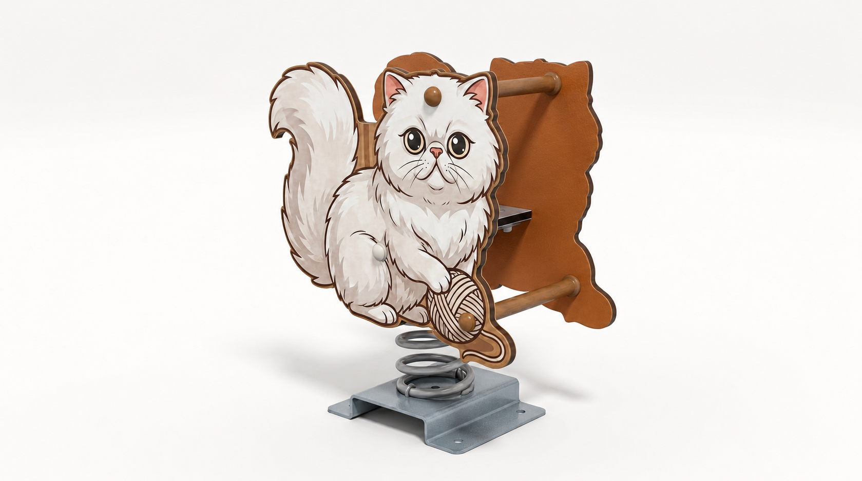 fluffy cat spring rider outdoor playground rocking by HonPlay - full product view