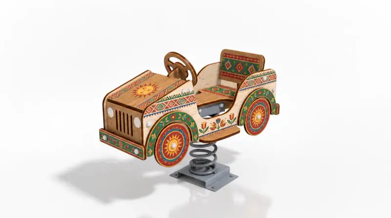 Folk Art Wooden Spring Rider - Themed Outdoor Playground Equipment - Playground equipment by HonPlay
