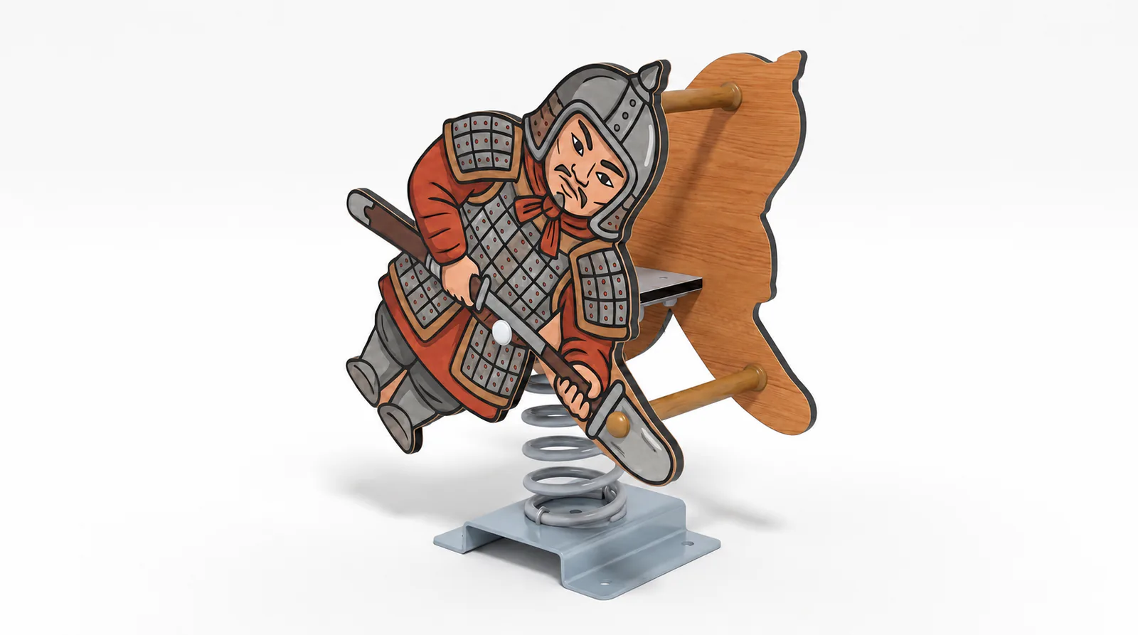 ancient warrior spring rider themed outdoor playground equip by HonPlay - full product view