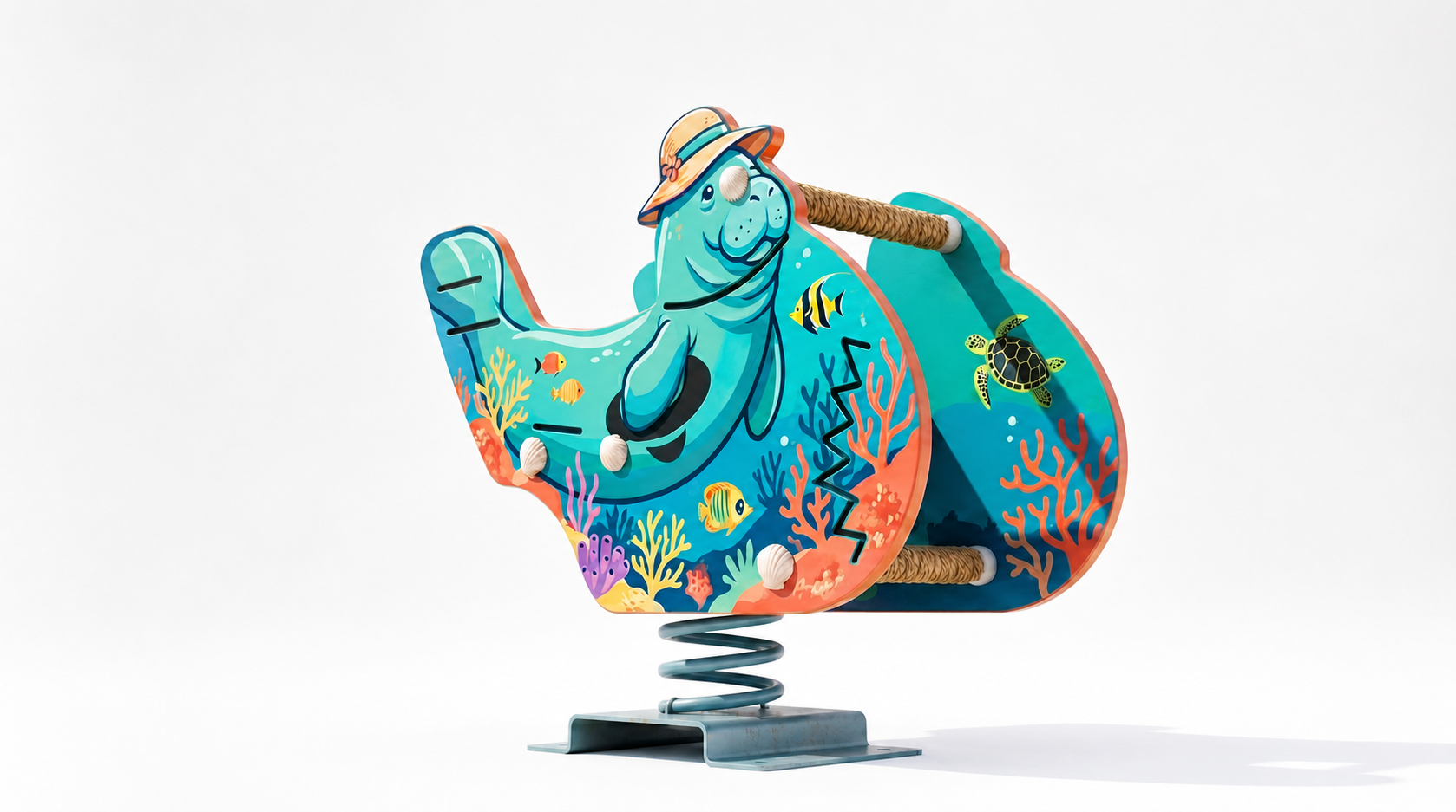 manatee ocean spring rider interactive outdoor playground by HonPlay - full product view