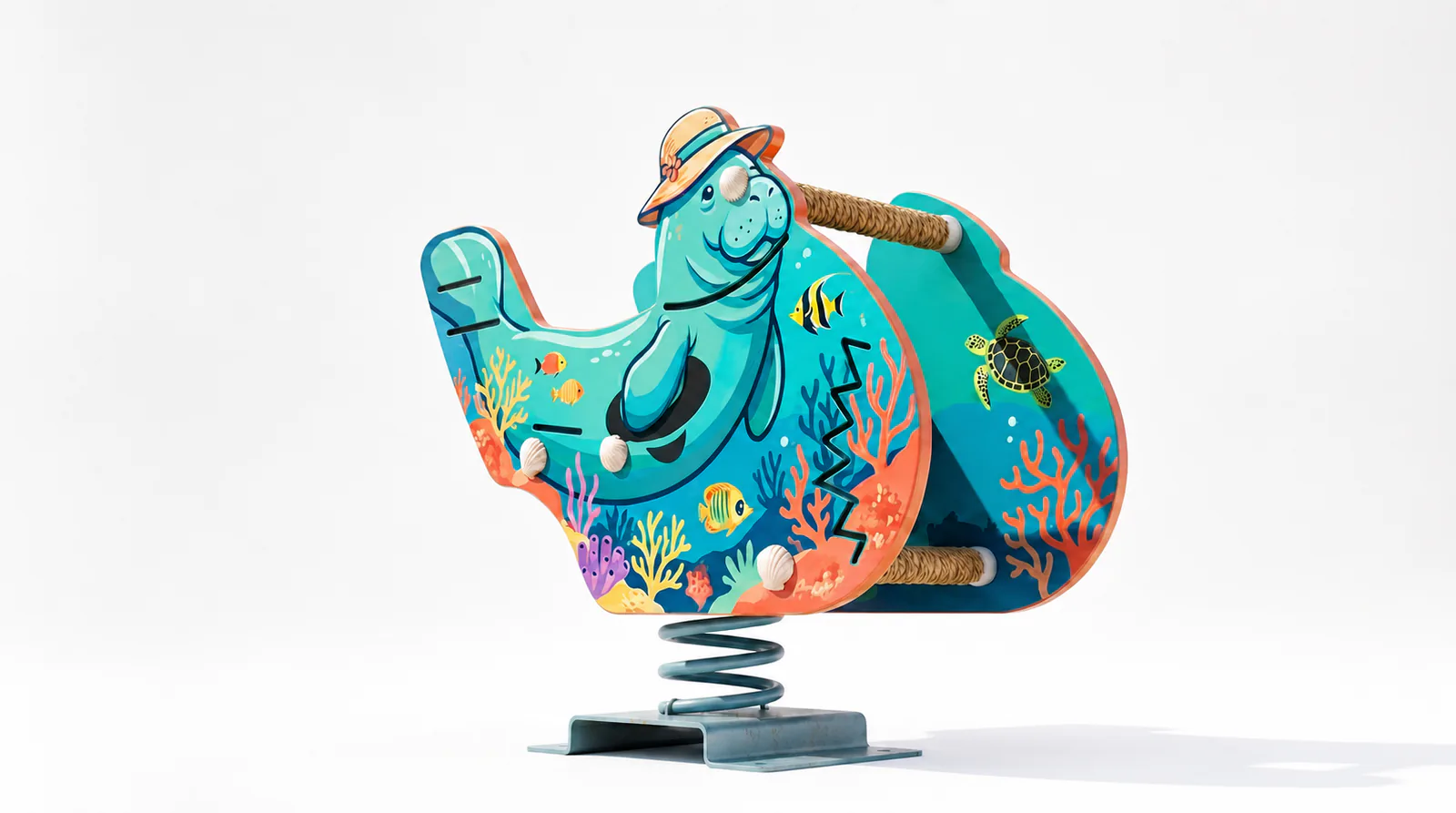 manatee ocean spring rider interactive outdoor playground by HonPlay - full product view